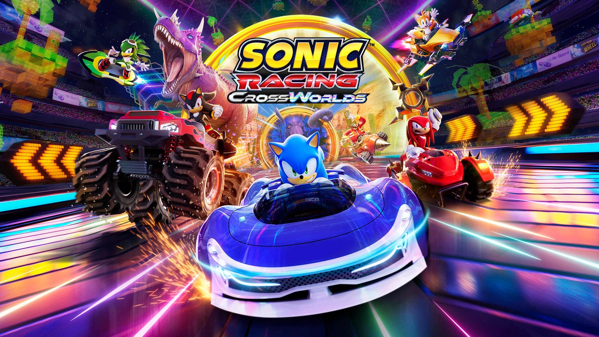 Sonic Racing: CrossWorlds showcases vibrant racing action with iconic characters and colorful environments for gamers.