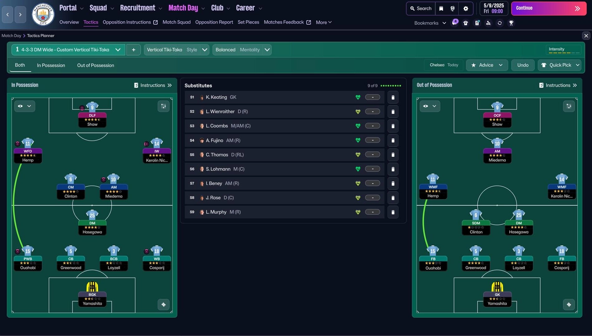Football Manager 26 Console UI showcasing team squad and match strategies for immersive football management experience.