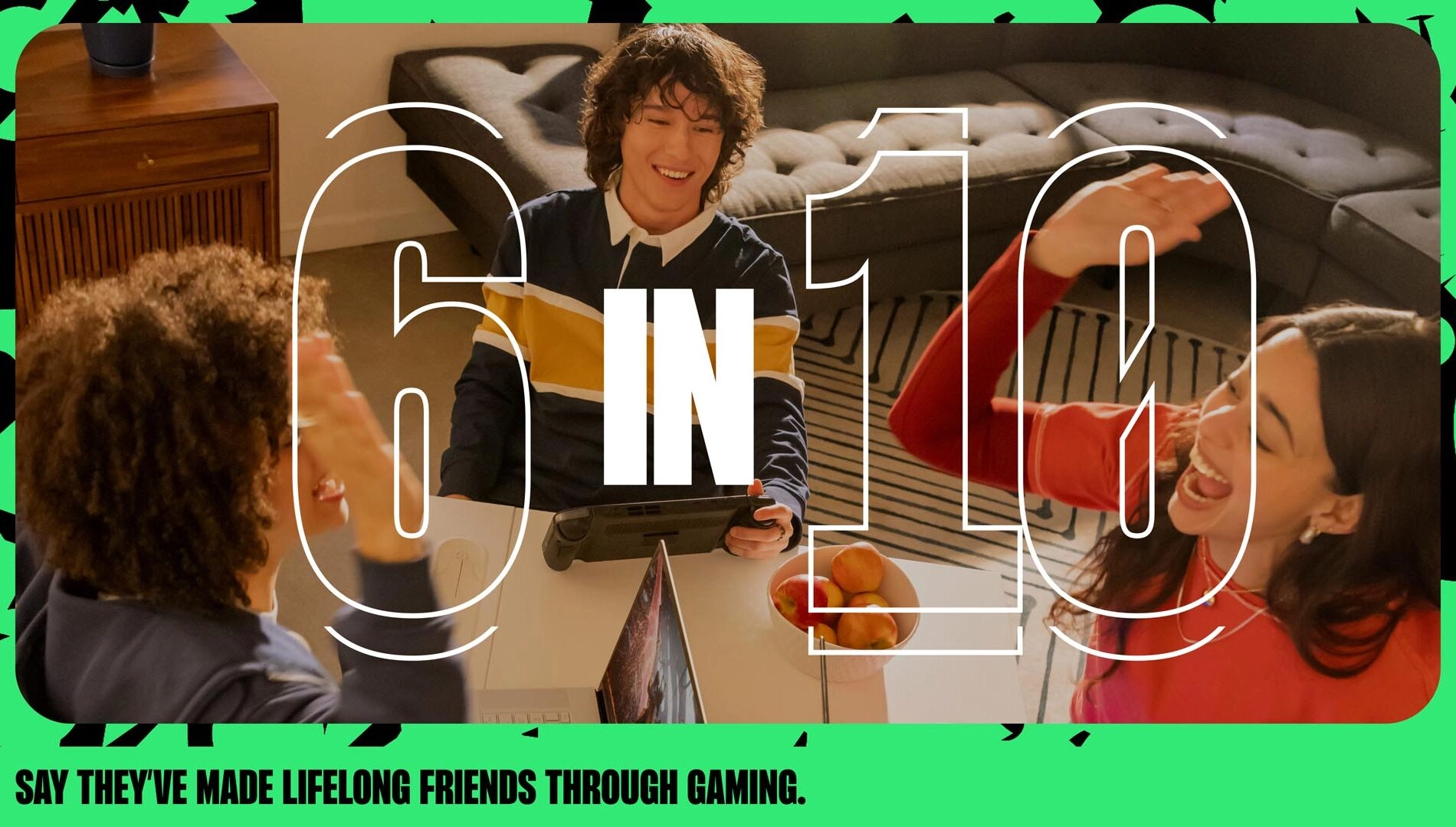Group of friends celebrating while gaming, highlighting social connections and meaningful play in today