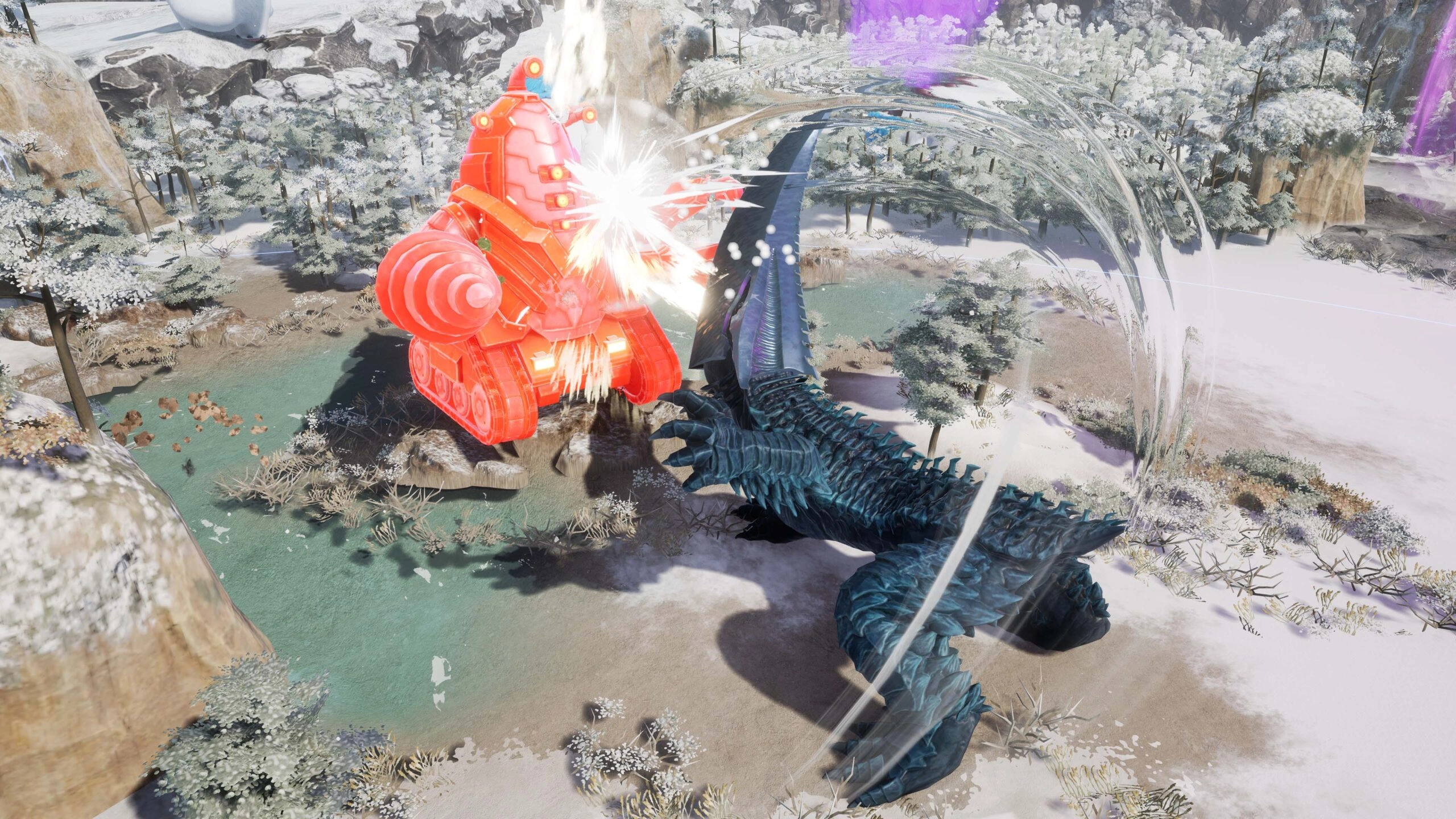 Gamera battles Guiron in GigaBash