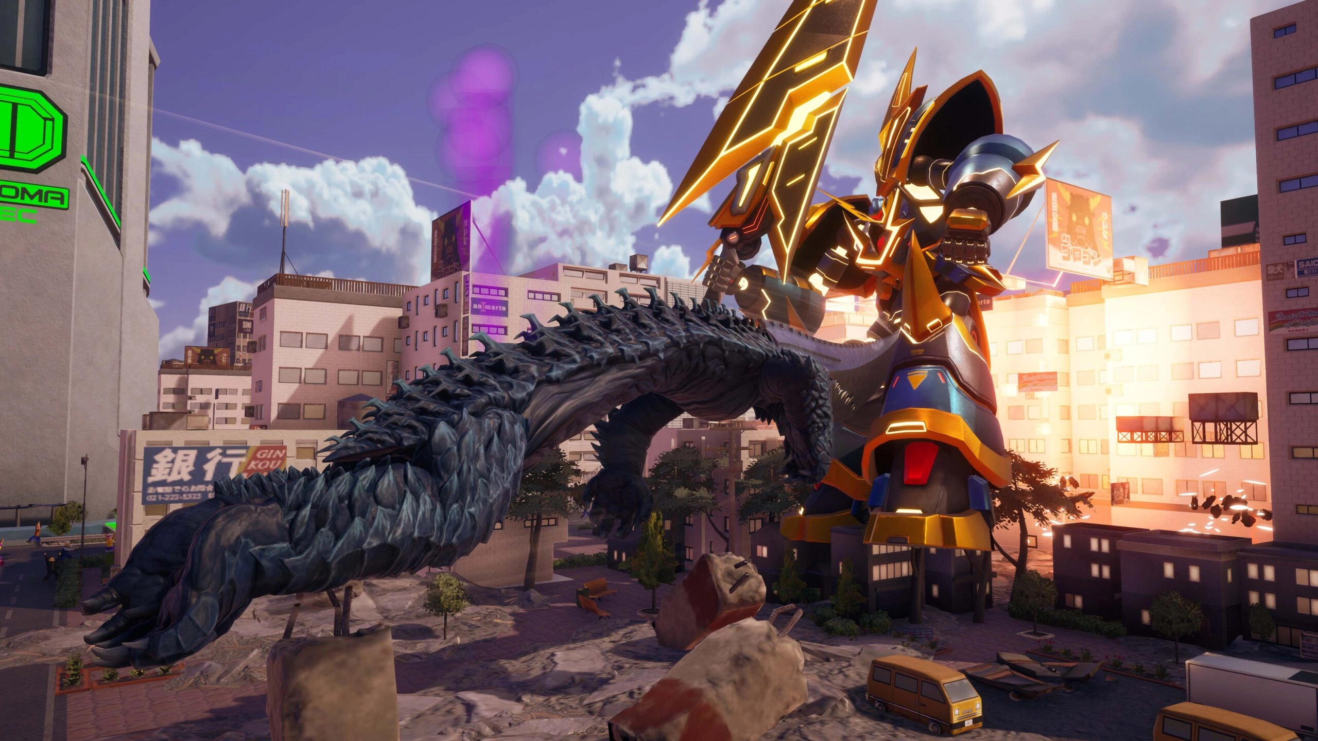 Gamera and Guiron clash in GigaBash