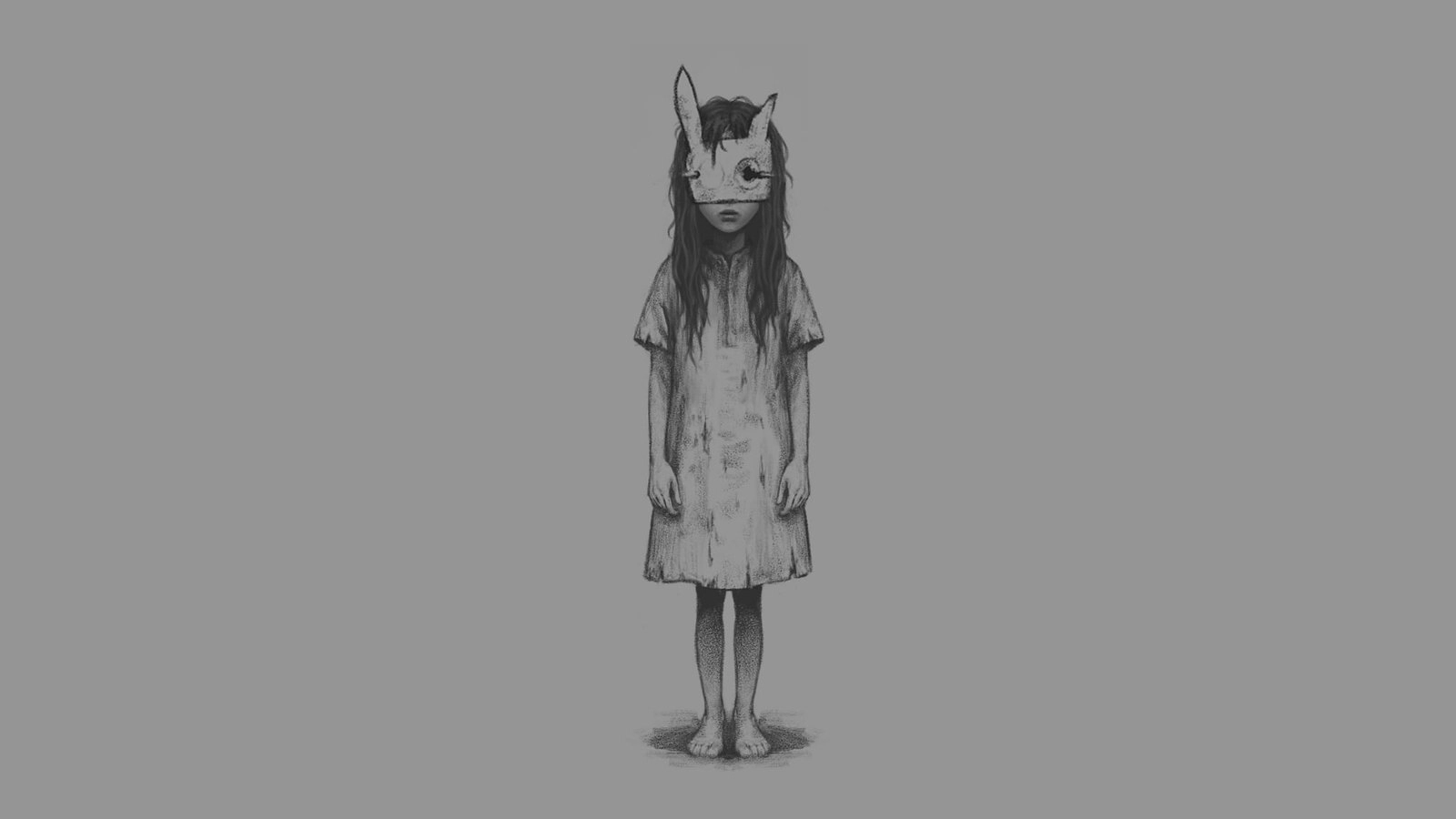 Girl in a haunting dress with a mask, representing themes of horror and companionship in the upcoming game Reanimal.