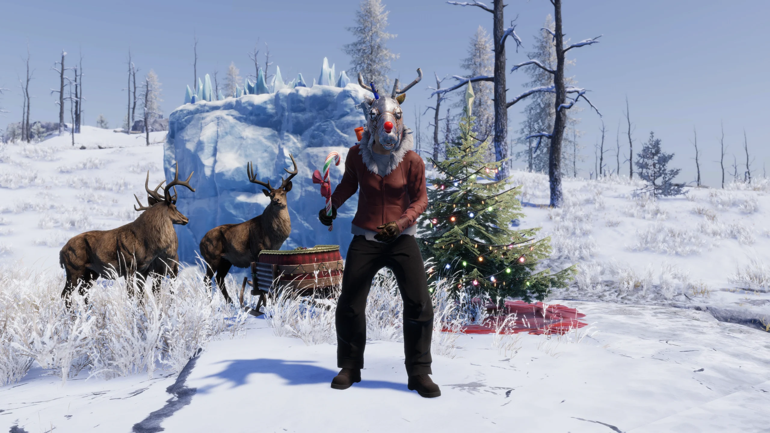Survivor in festive attire celebrates winter in Rust Console Edition