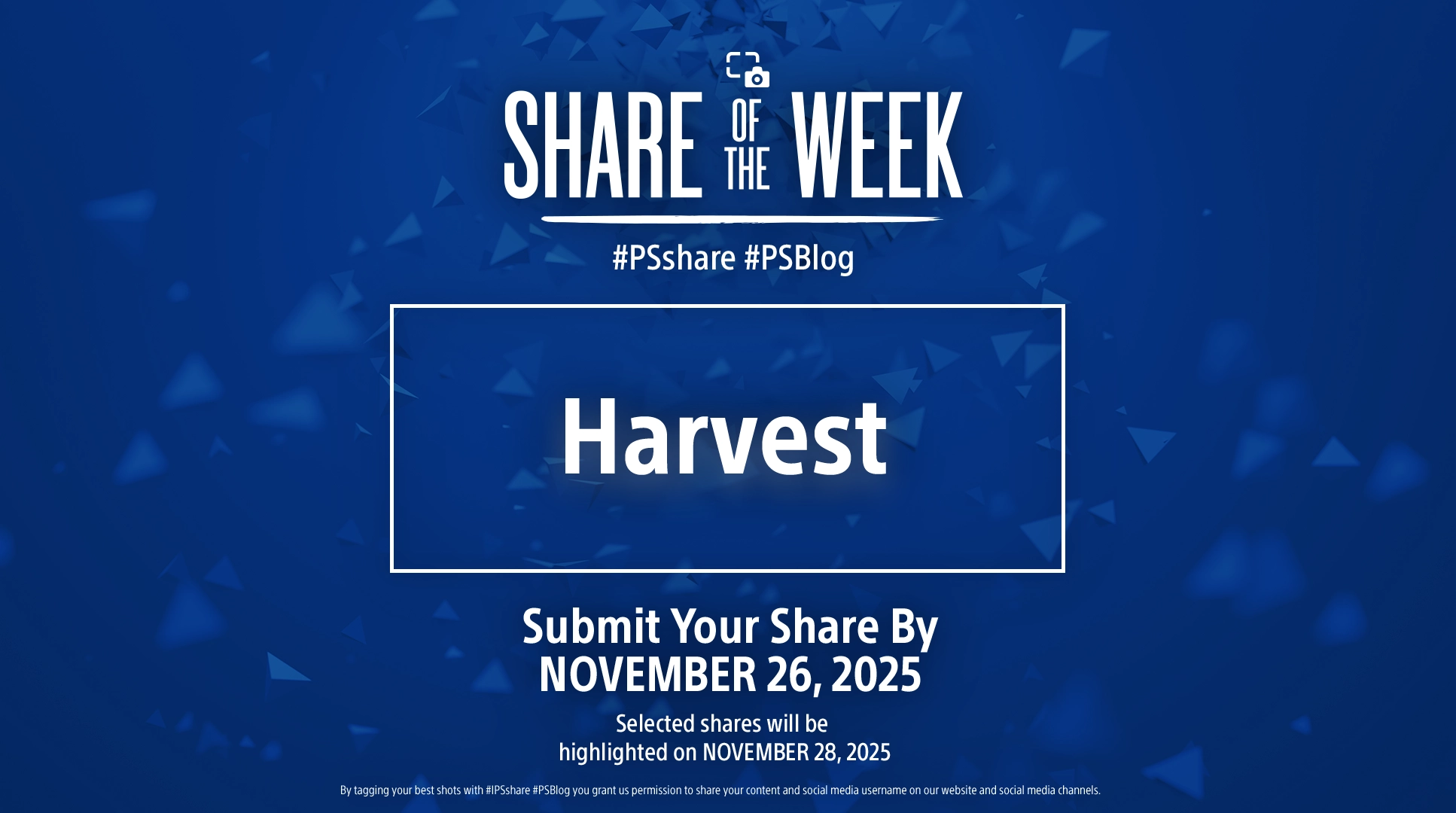 Share of the Week highlights: submit gaming moments for the Harvest theme by November 26, 2025. #PSshare #PSBlog