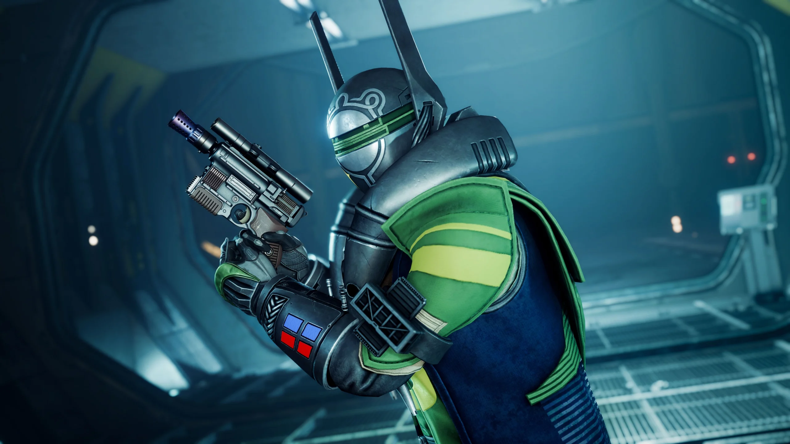 “Destiny 2 Guardian wielding a blaster, showcasing the new heat weapon in the upcoming Renegades expansion.”