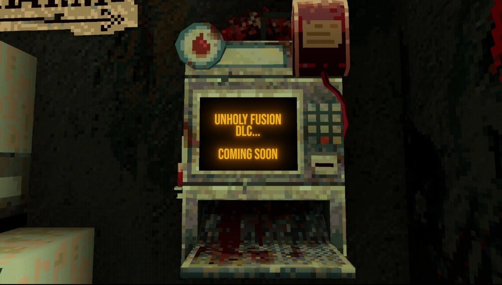 CloverPit slot machine teaser for Unholy Fusion DLC, showcasing horror elements and game mechanics on Xbox platforms.