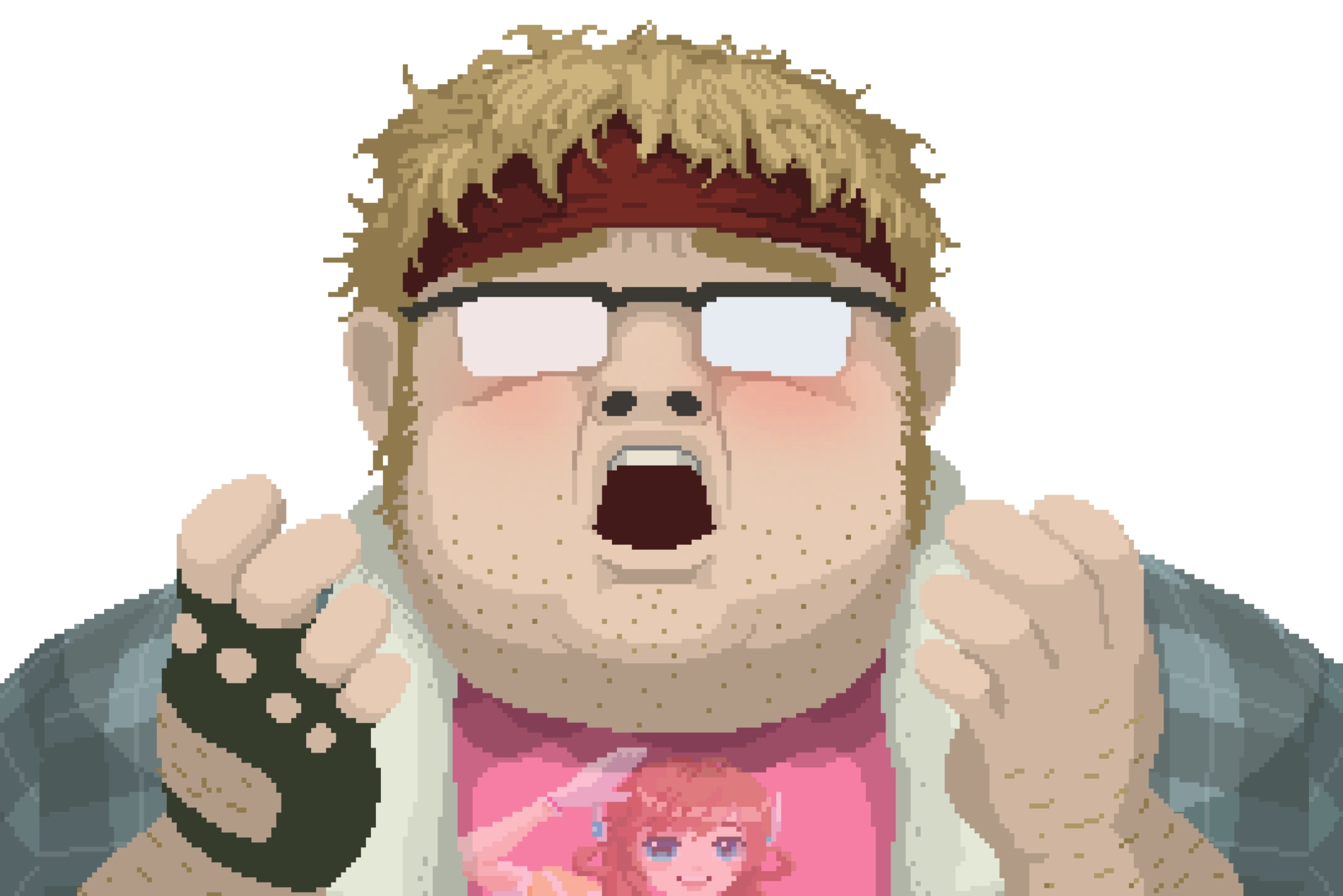 Cheerful pixel art of Dave, a clumsy diver, expressing excitement, perfect for promoting Dave the Diver on Xbox.