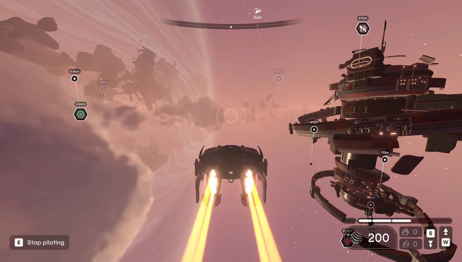 Spaceship soaring through Jupiter