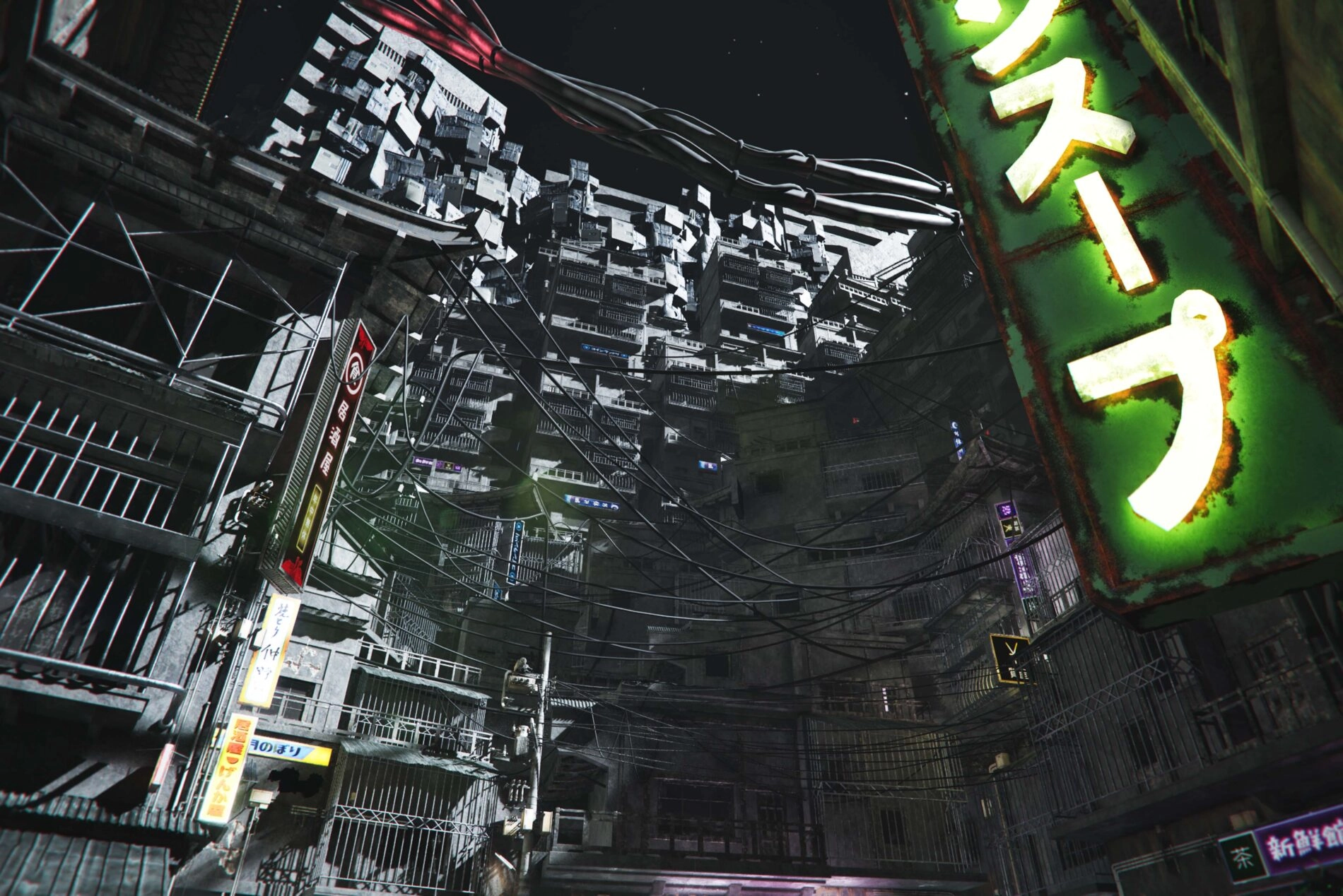 Futuristic cityscape inspired by feudal Japan, showcasing a blend of ancient culture and modern architecture.