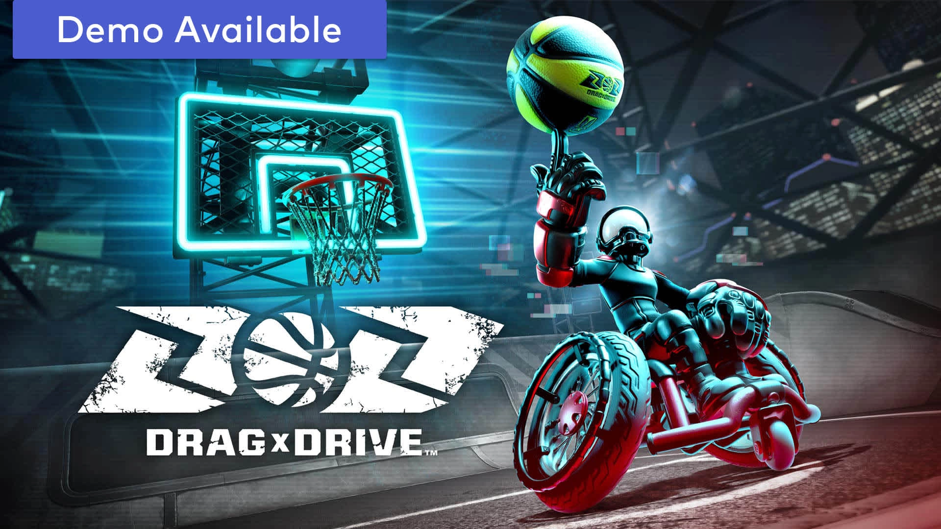 Drag x Drive™ game cover featuring a robotic character holding a basketball, highlighting dynamic gameplay for Nintendo Sw...
