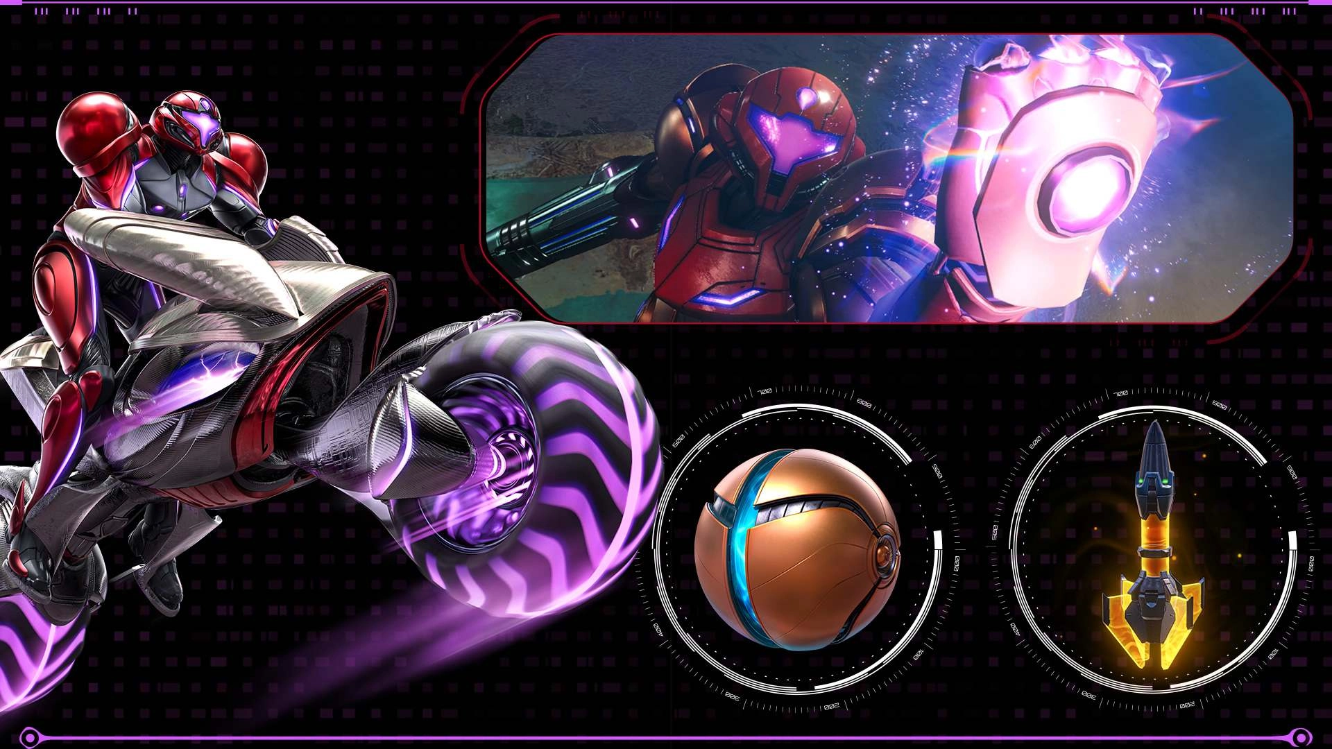 Samus Aran with her new ride in Metroid Prime 4, showcasing her Power Suit and advanced weaponry for intergalactic battles.