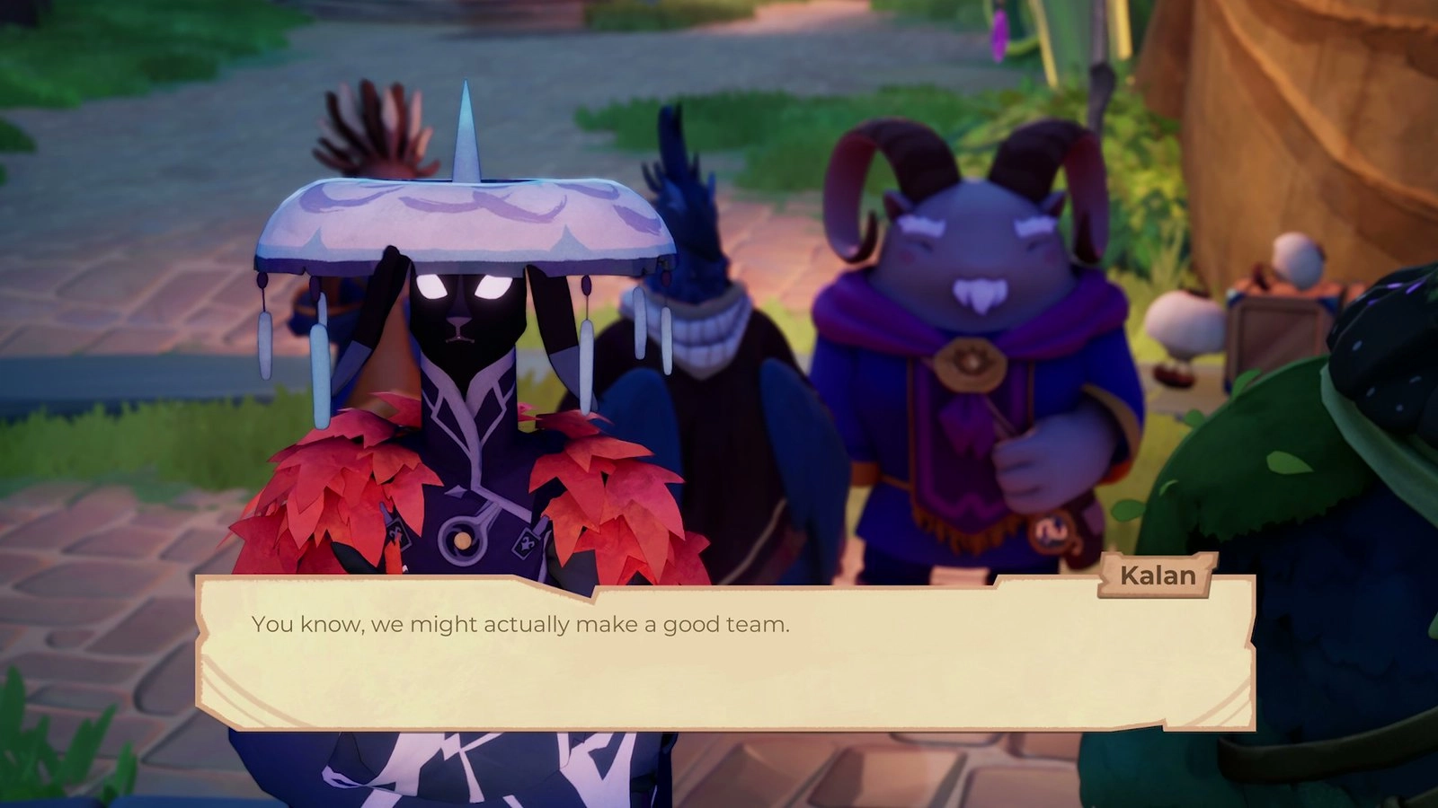 Lindsey discusses flavor biomes in Beastro, showcasing characters in a vibrant, cozy environment.