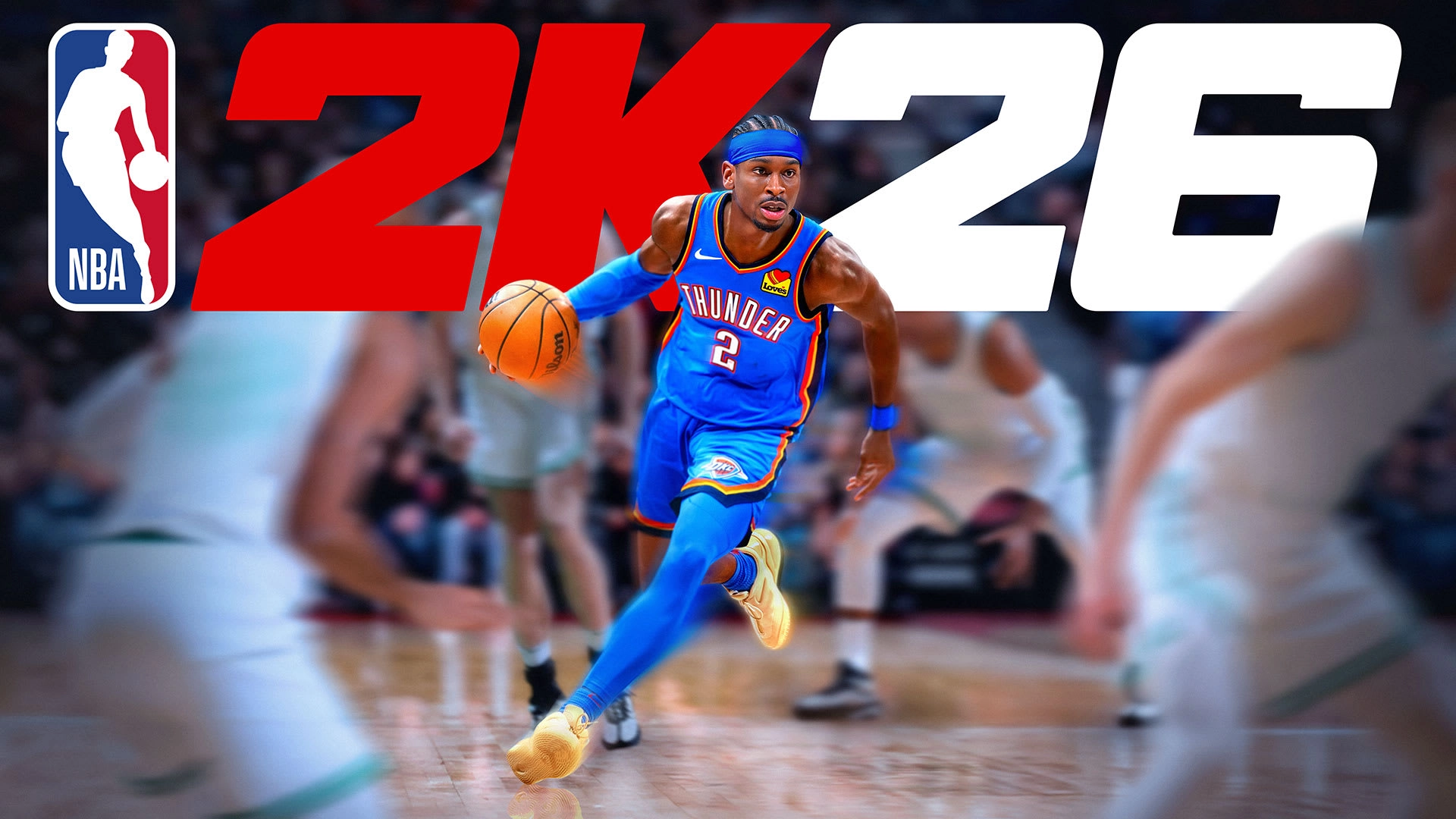 NBA 2K26 cover featuring a player in action with dynamic game elements, showcasing the excitement of basketball gaming.