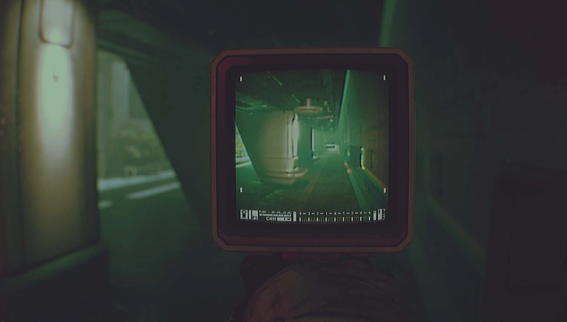 Screenshot from Routine game, showcasing an eerie corridor view on a lunar base, emphasizing immersive sci-fi horror eleme...