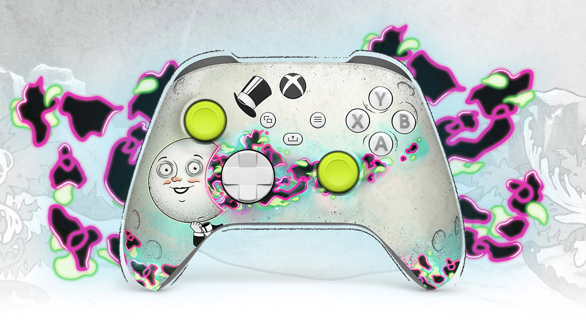 Custom Xbox controller from Design Lab with unique artwork and vibrant colors, showcasing endless personalization options.