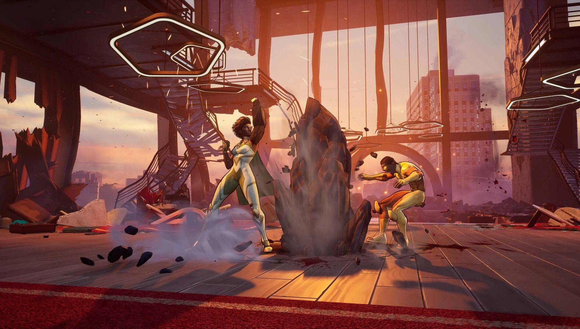 Ella Mental battles in a dynamic, vibrant setting, showcasing her new abilities in the upcoming Invincible VS game.