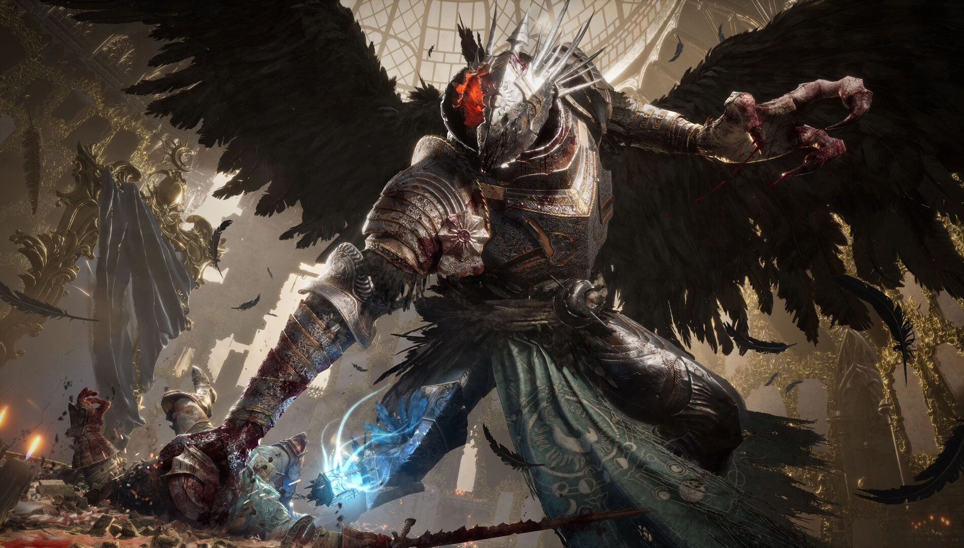 Epic boss battle in Lords of the Fallen II gameplay trailer, showcasing dark fantasy elements and intense combat.