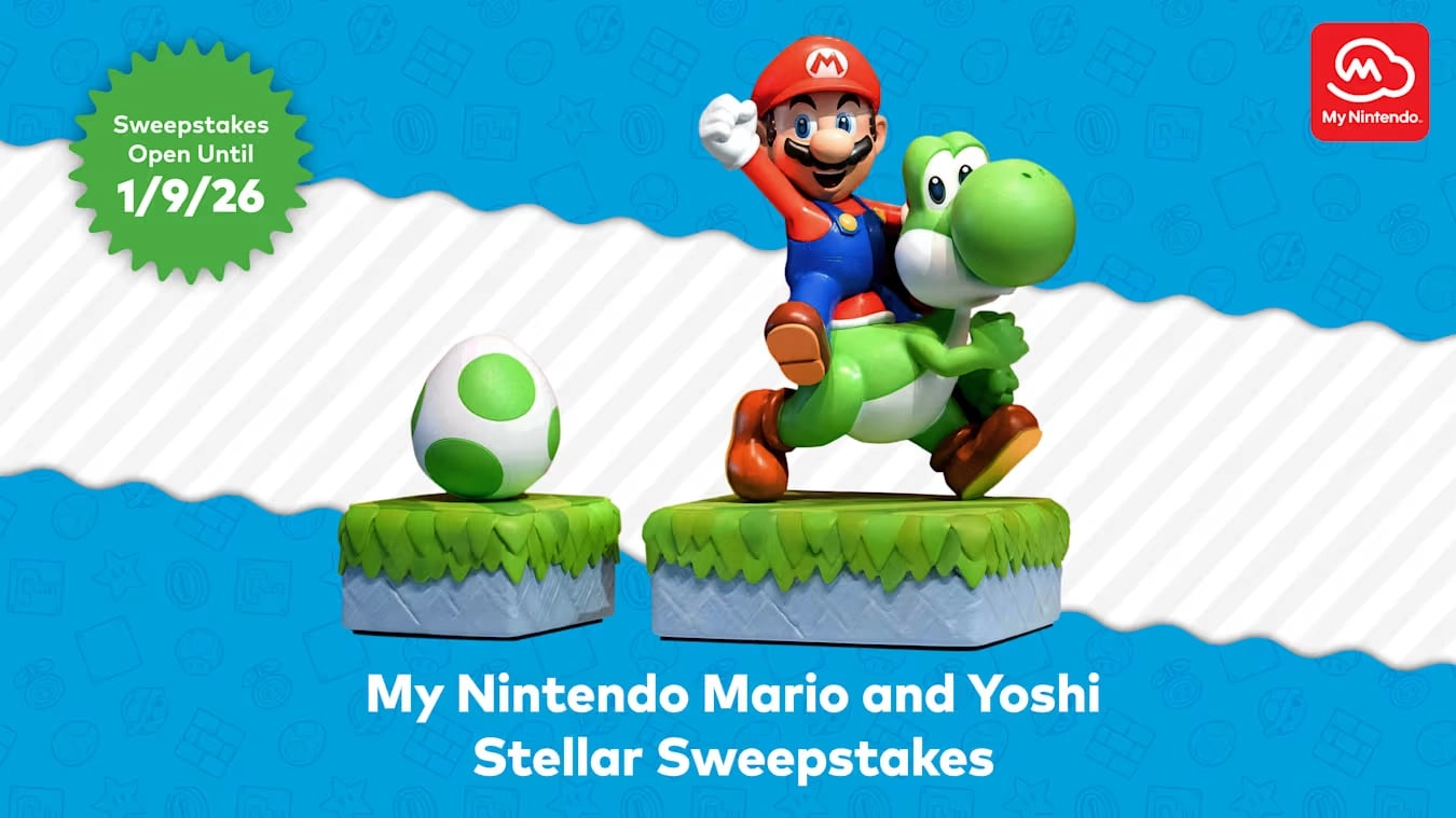 Enter the My Nintendo Mario and Yoshi Stellar Sweepstakes for a chance to win an exclusive statue of Mario and Yoshi!
