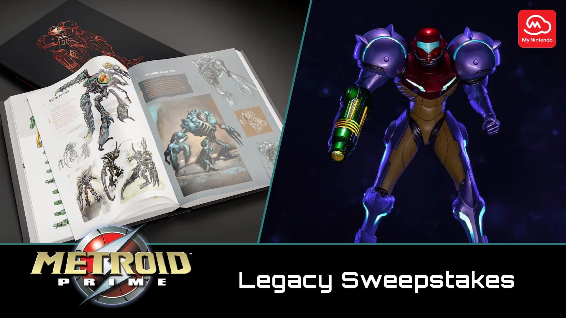 Metroid Prime 4 artwork and Samus Aran in a holiday-themed My Nintendo promotion showcasing exclusive rewards.