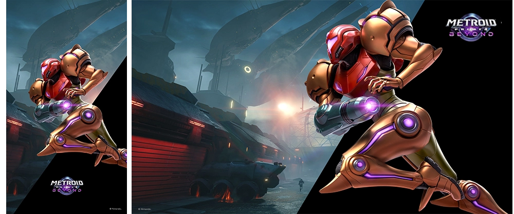 Metroid Prime 4: Beyond game announcement with Samus Aran, celebrating December rewards from My Nintendo. Happy Holidays!