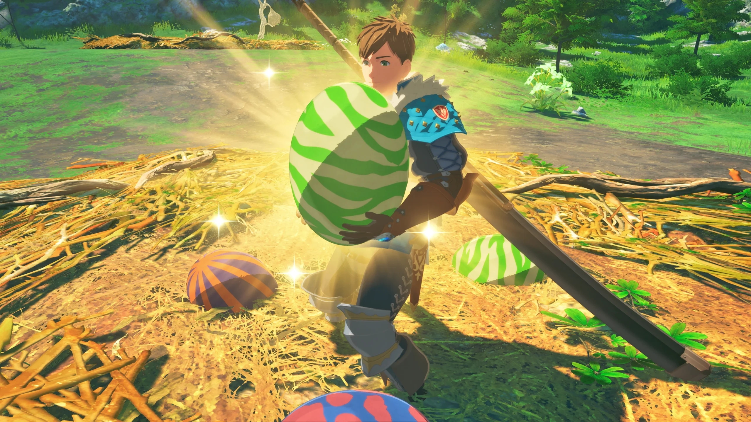 Player holds a vibrant egg in Monster Hunter Stories 3, showcasing the quest to protect endangered species.
