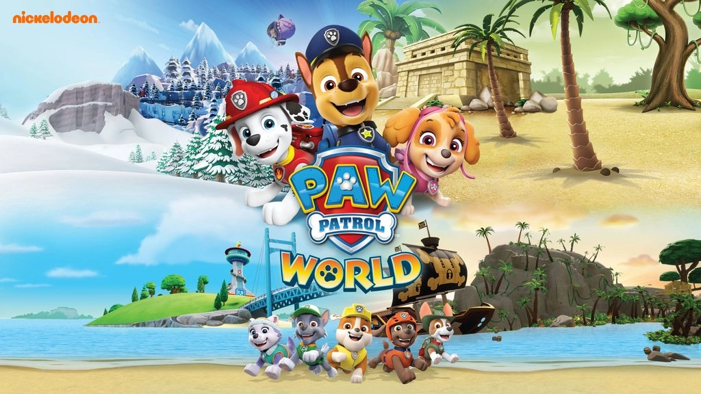 Paw Patrol characters embark on adventures in diverse landscapes, showcasing teamwork and fun in Paw Patrol World.