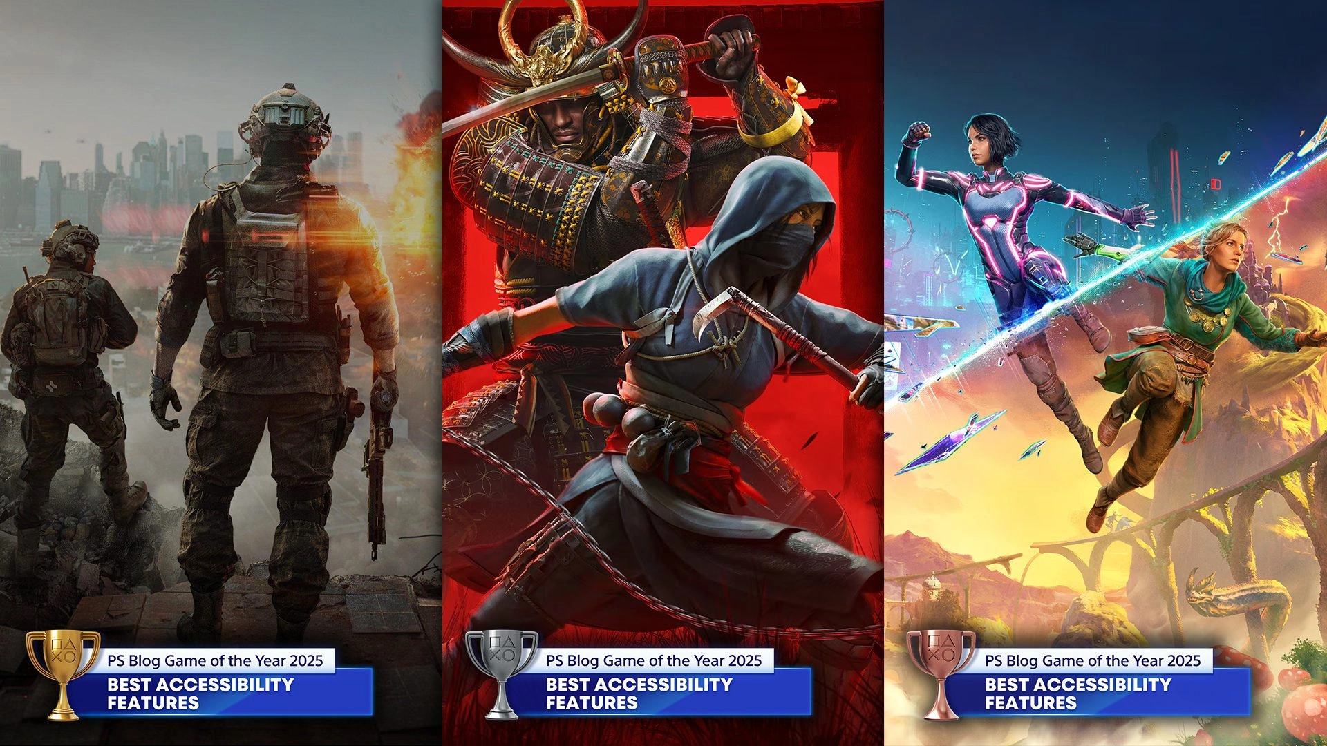 Collage of game covers showcasing nominees for PlayStation Blog