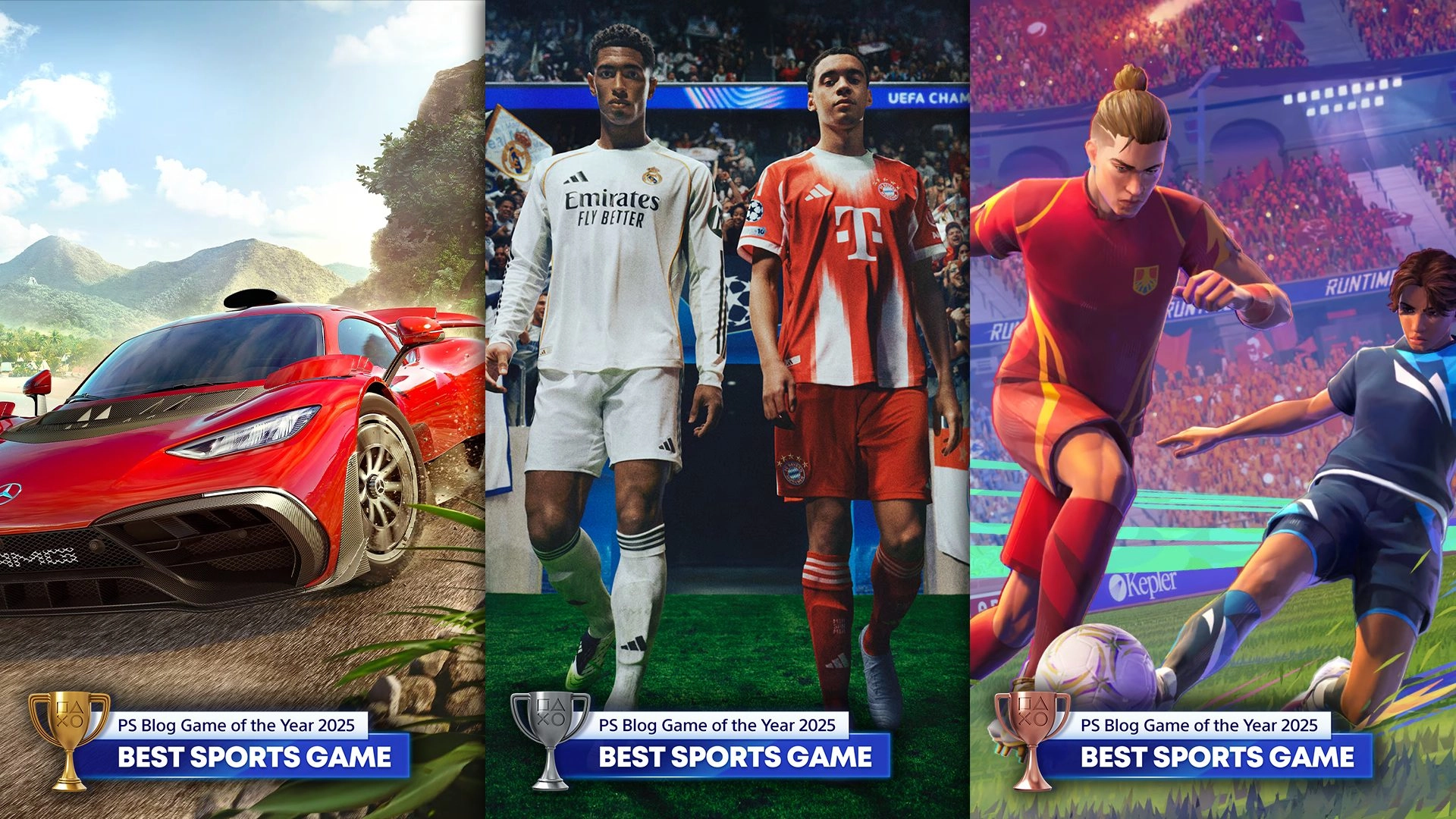 PlayStation Blog Game of the Year 2025 showcases best sports games with iconic titles in racing and football.