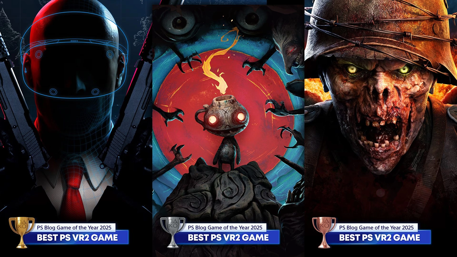 Showcasing the top PlayStation Blog Game of the Year 2025 nominees for Best PS VR2 Game, featuring iconic characters.