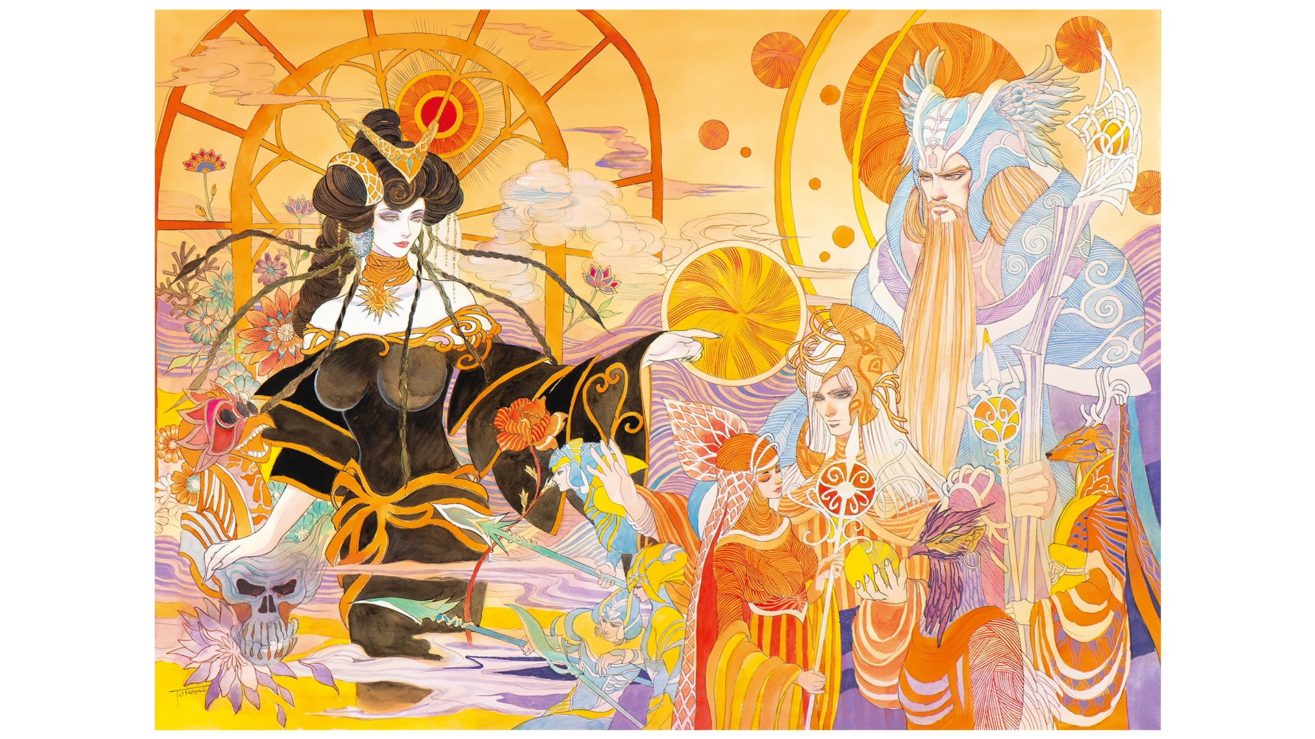 Art depicting gods and heroes from Romancing SaGa, celebrating its RPG legacy and upcoming remastered release.