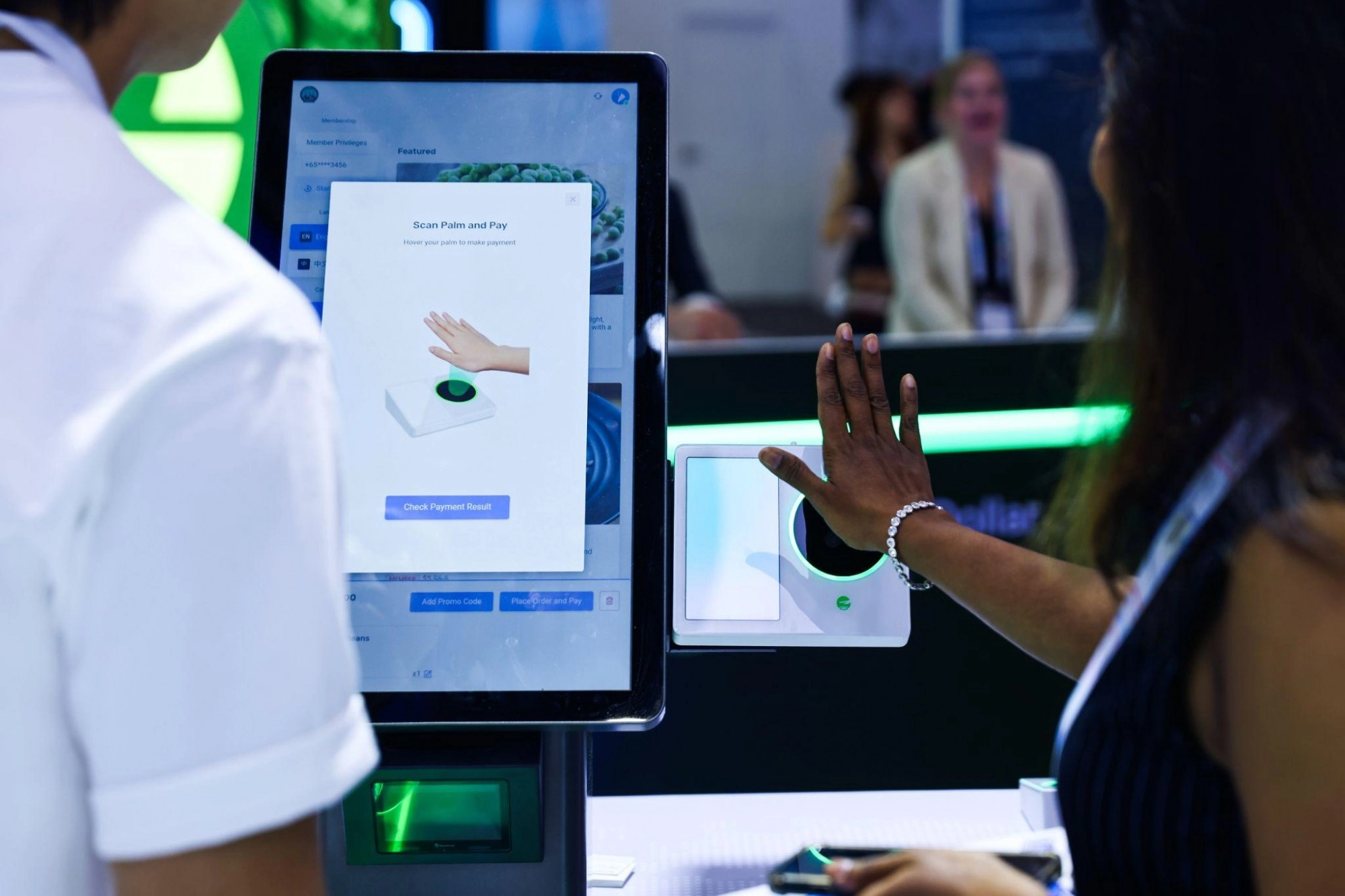 User interacting with an innovative payment system at Tencent