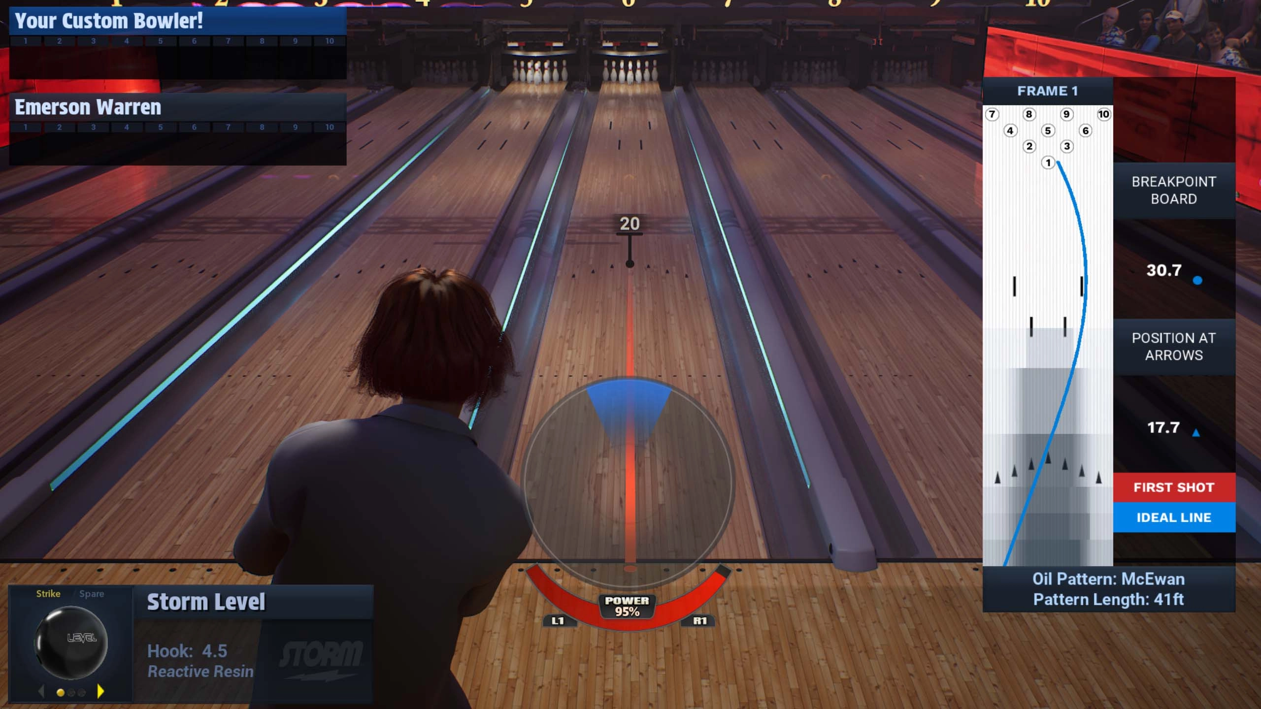Custom bowler prepares to roll in PBA Pro Bowling 2026, showcasing realistic gameplay on a vibrant bowling lane.