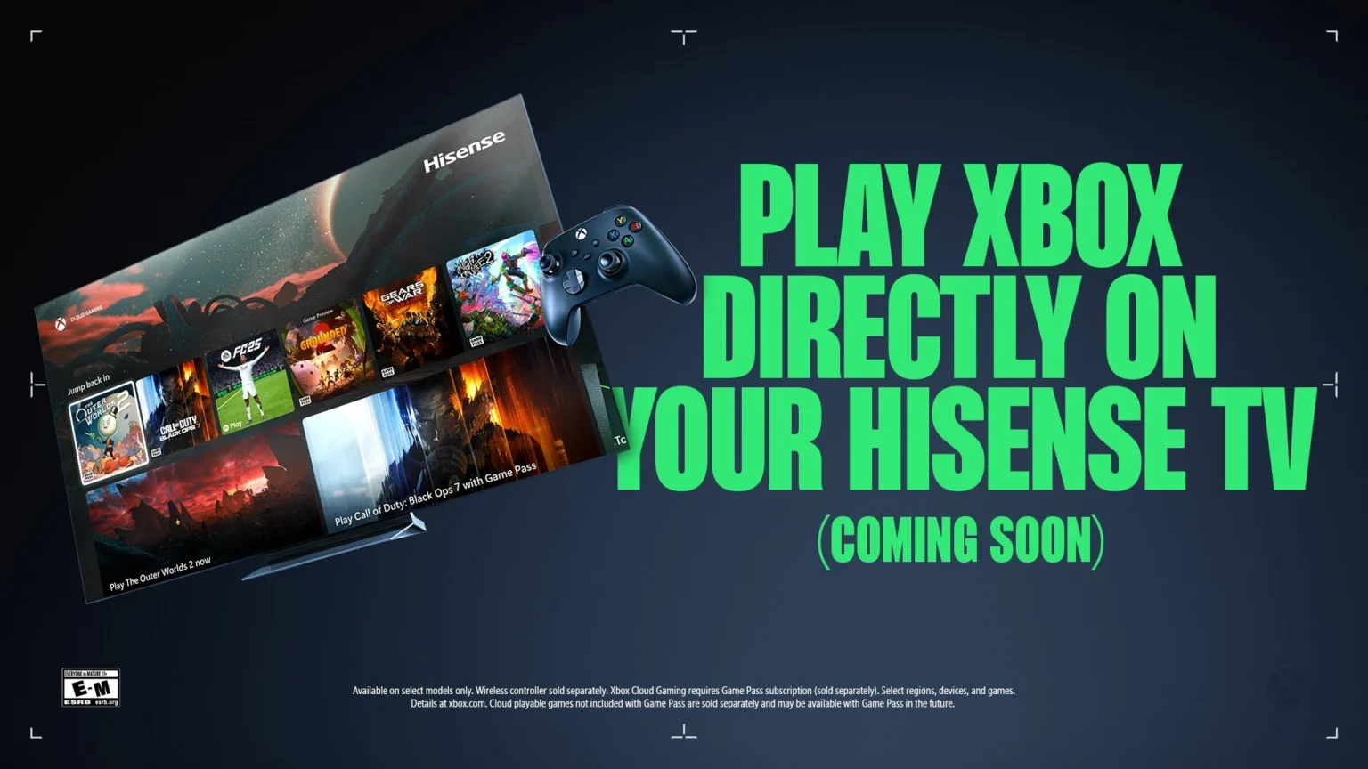 Xbox Cloud Gaming hits Hisense and V homeOS smart TVs in 2026