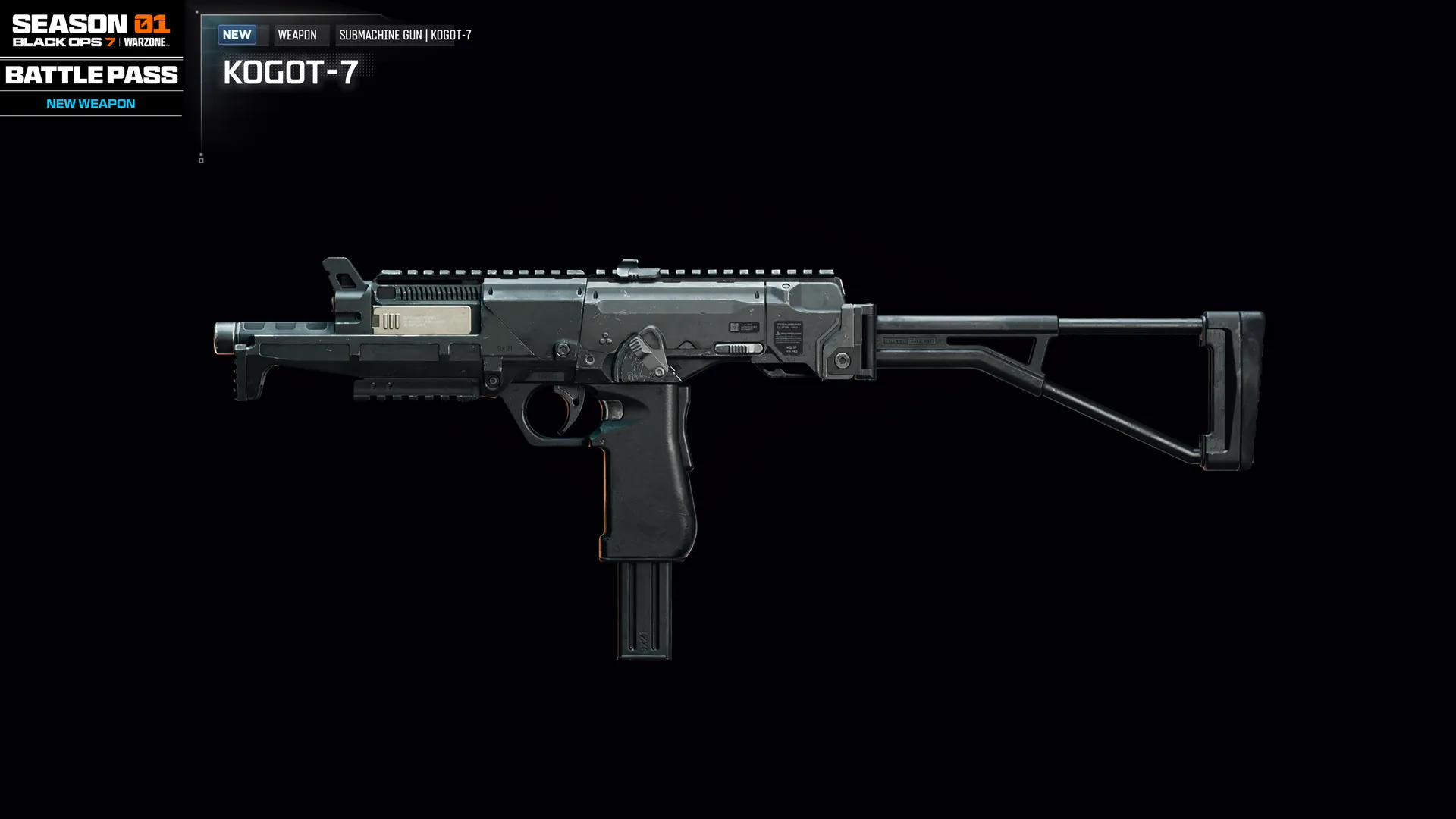 New KOGOT-7 weapon from Season 01 Battle Pass in Call of Duty®: Black Ops 7 and Warzone™. Gear up and join the action!