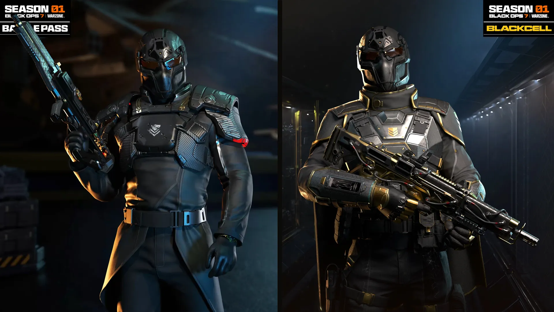 Showcase of new operators from Season 01 Battle Pass in Call of Duty: Black Ops 7 and Warzone, featuring sleek armor and w...