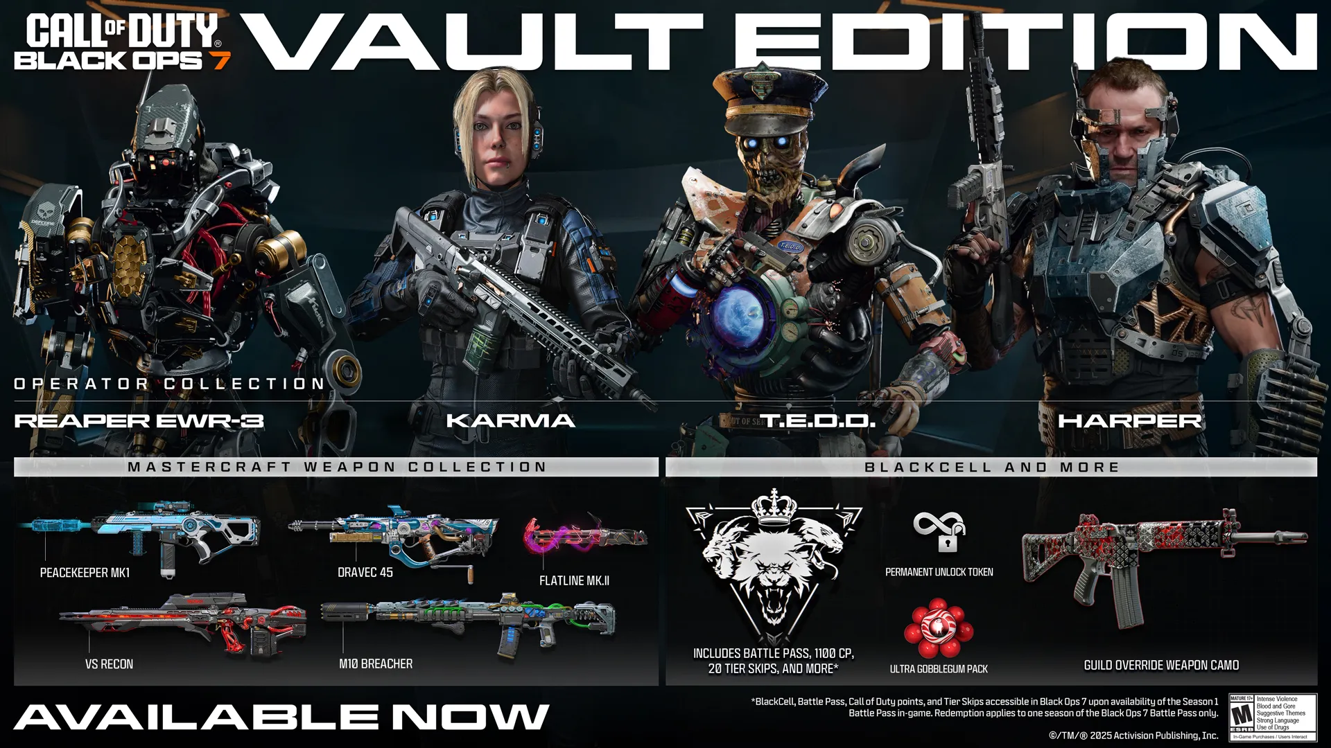 Call of Duty: Black Ops 7 Vault Edition showcases new Operators and weapon collections, highlighting the Season 01 Battle ...