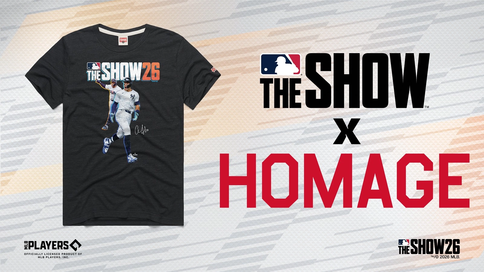 MLB The Show 26 t-shirt featuring Aaron Judge, highlighting his journey and achievements in baseball