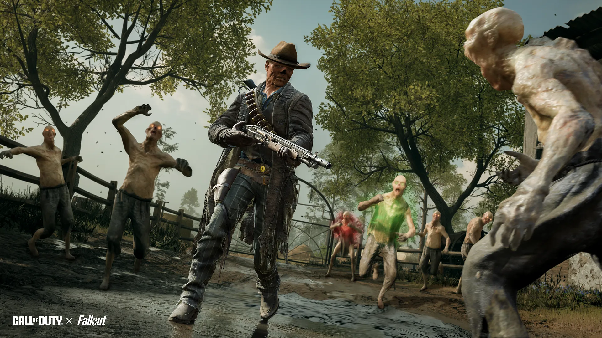 Call of Duty: Fallout crossover featuring a character battling zombies in a wasteland setting during Season 01 Reloaded.