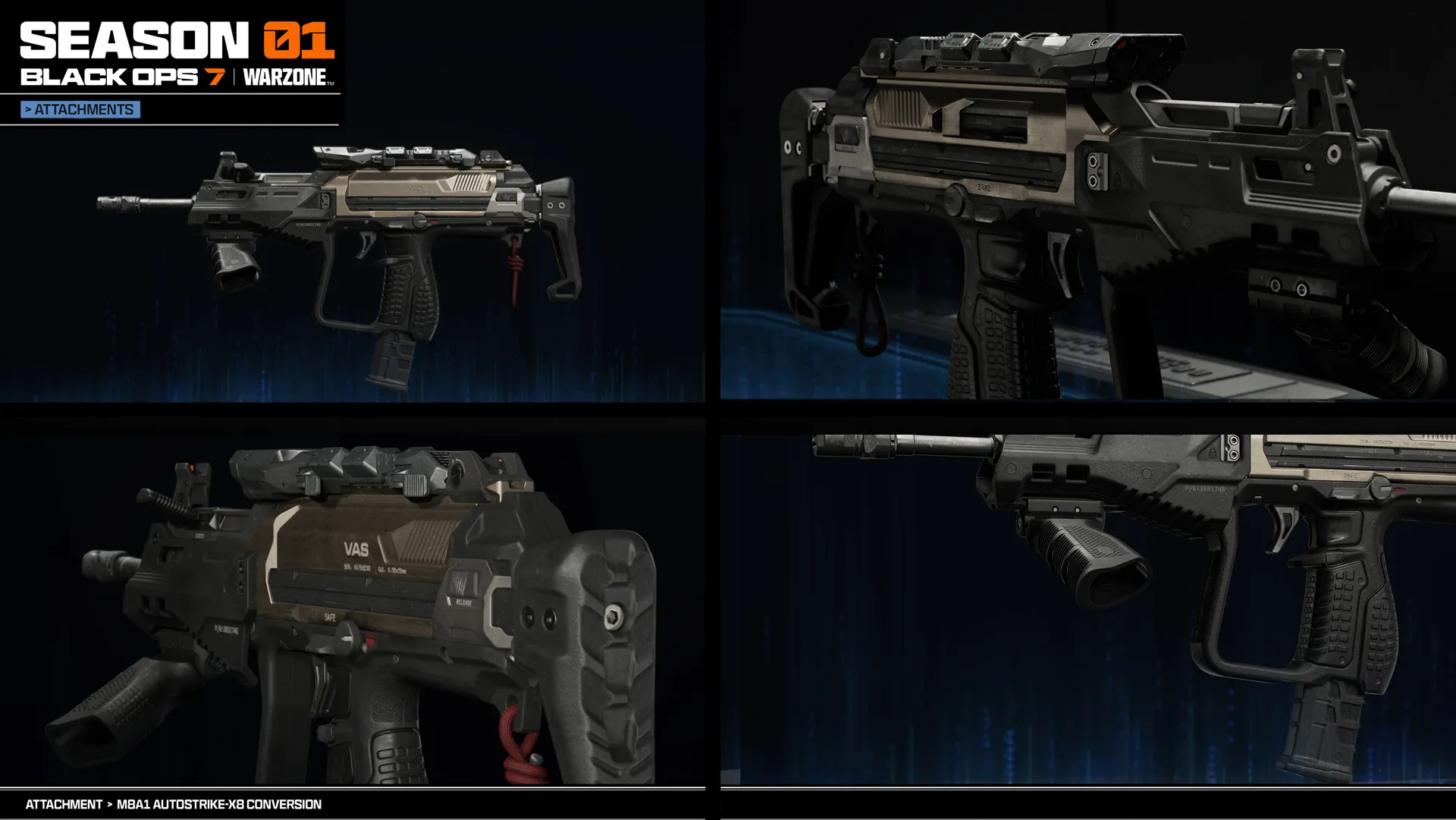 Showcasing new weapons in Season 01 Reloaded of Call of Duty: Warzone, featuring sleek designs and advanced attachments.