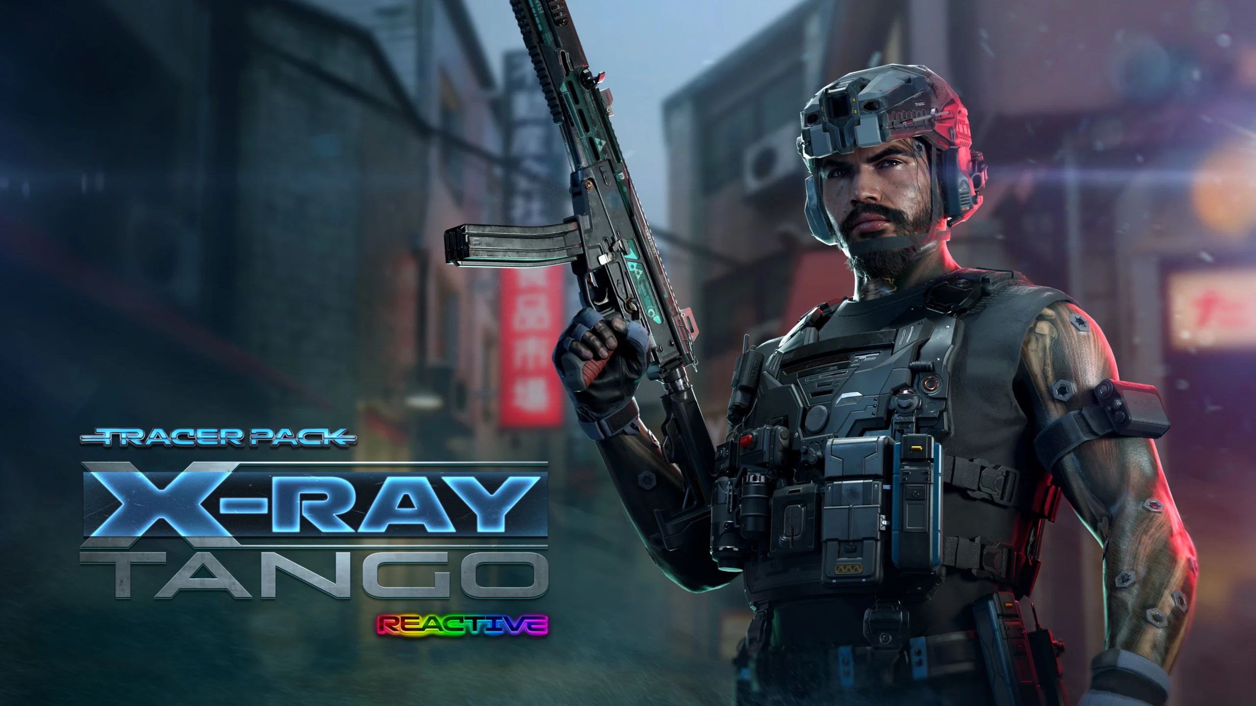 Tracer Pack: X-Ray Tango featuring a tactical soldier in an urban setting, promoting new content in Season 01 Reloaded.