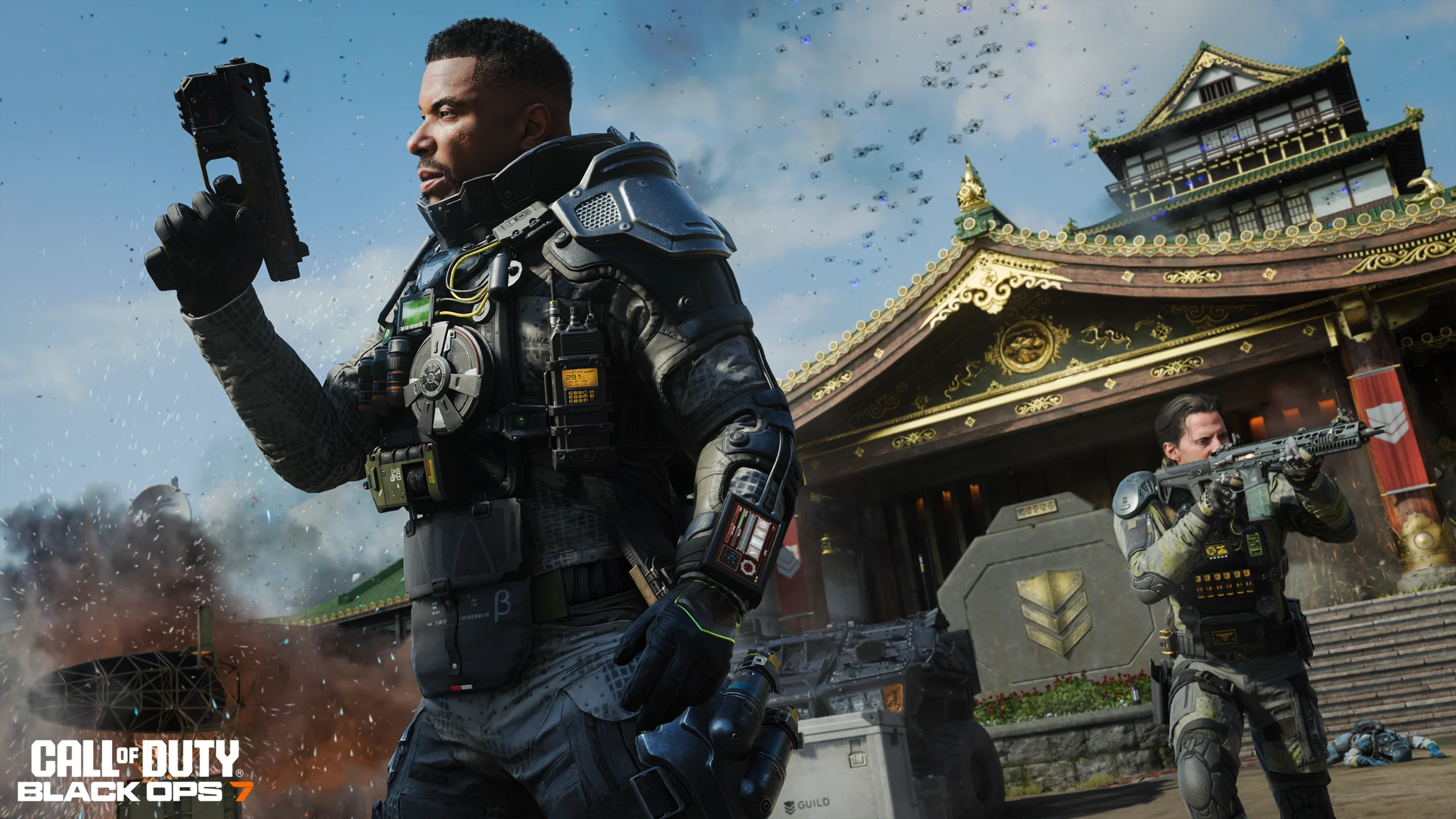 Experience intense action in Call of Duty®: Black Ops 7, featuring David Mason and his team in high-tech warfare.