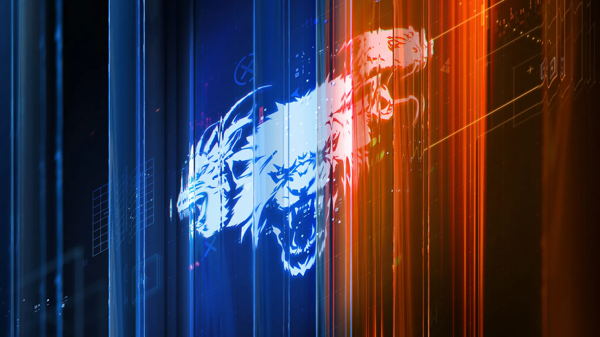 Call of Duty: Black Ops 7 vibrant launch image featuring dynamic neon wolves amidst digital graphics.
