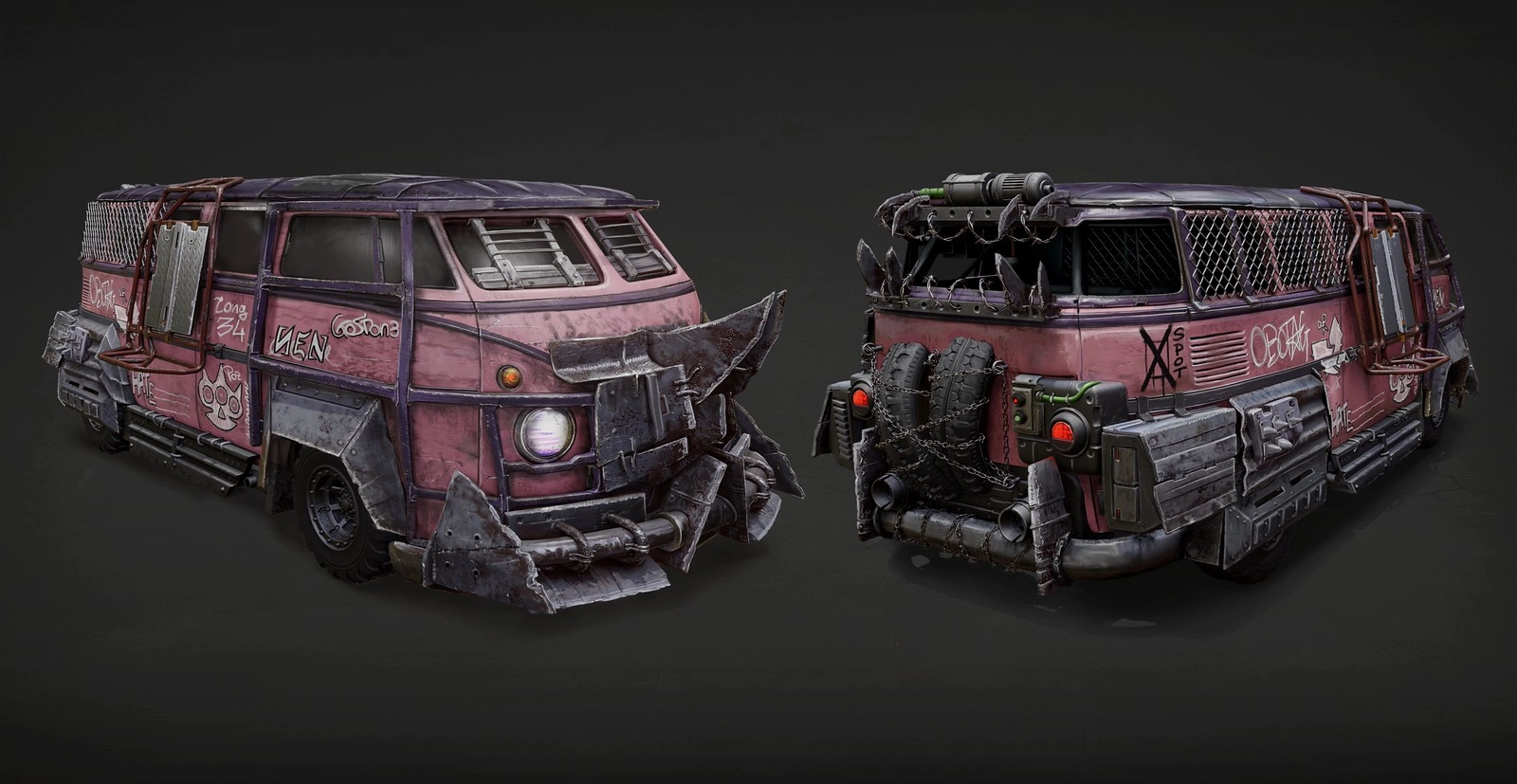 Alt text: Detailed futuristic vehicle from Carmageddon: Rogue Shift, showcasing rugged design and battle-ready modifications.