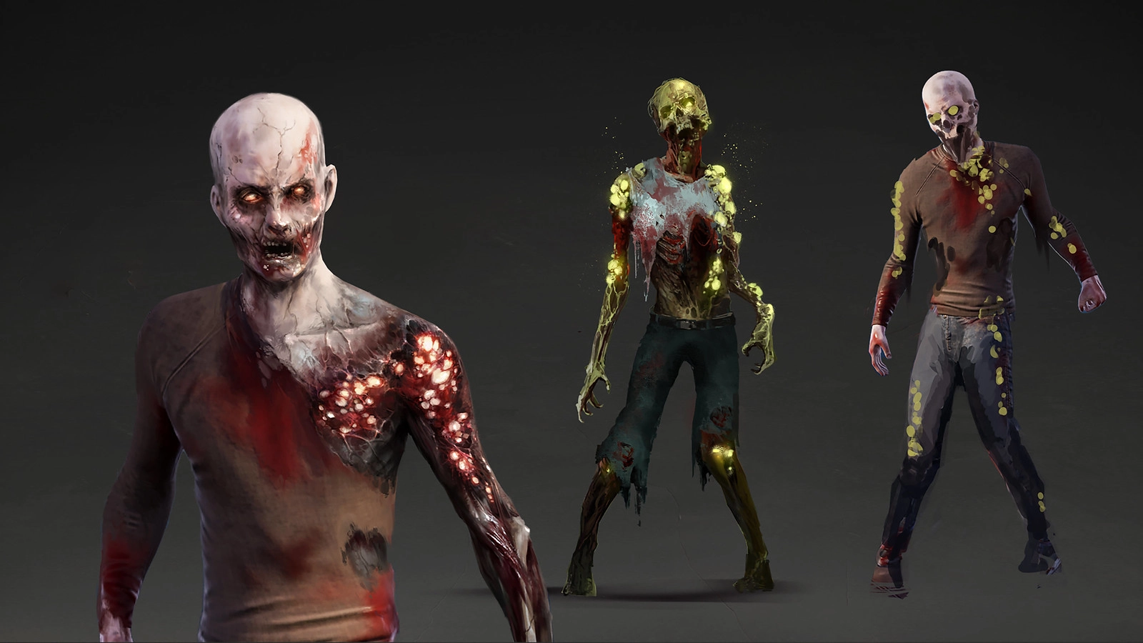 Three terrifying zombie characters from Carmageddon: Rogue Shift, depicting a post-apocalyptic world in 2050.