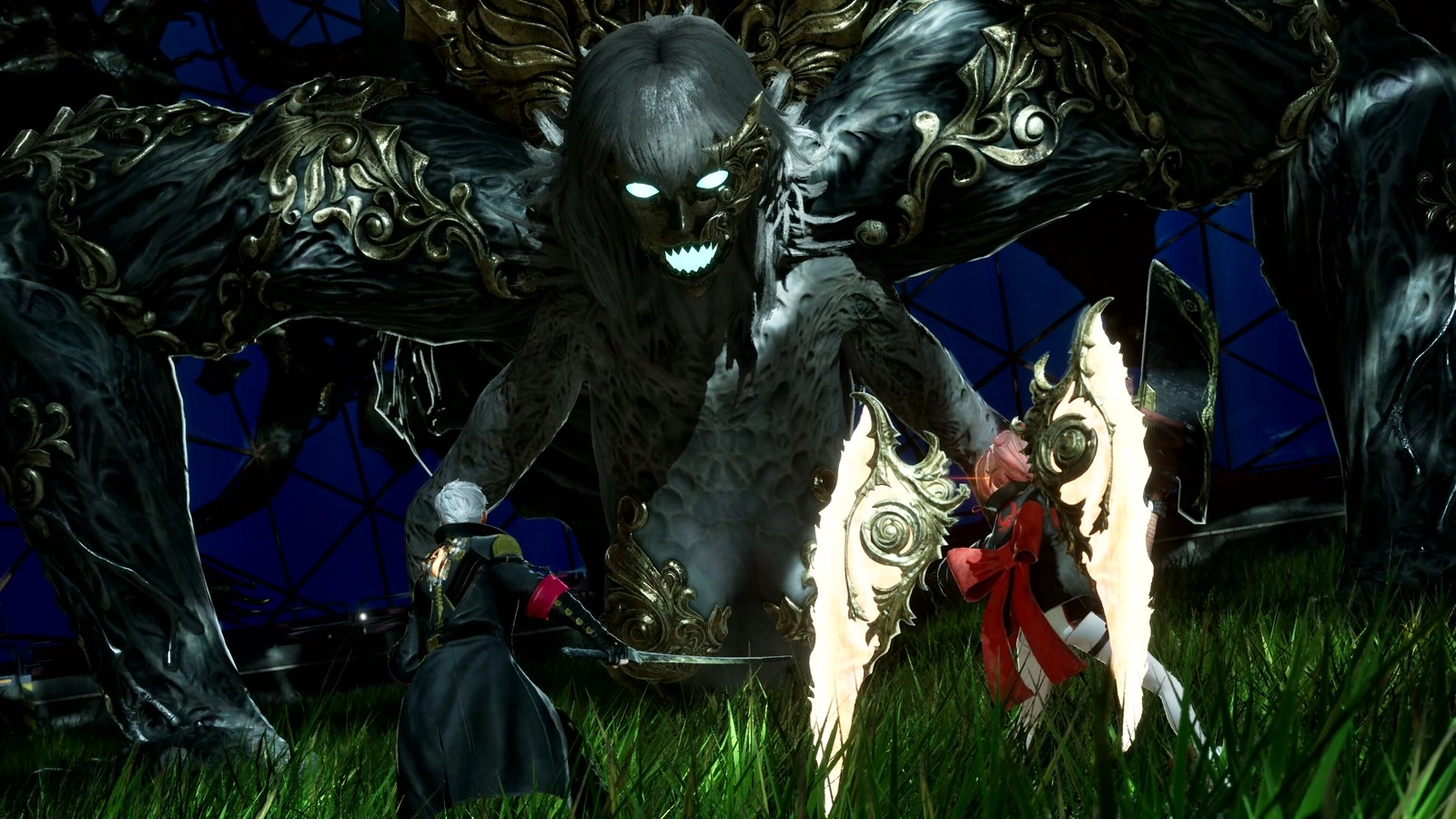 Code Vein II gameplay featuring dynamic combat against a fierce boss, showcasing new weapon styles and customization options.