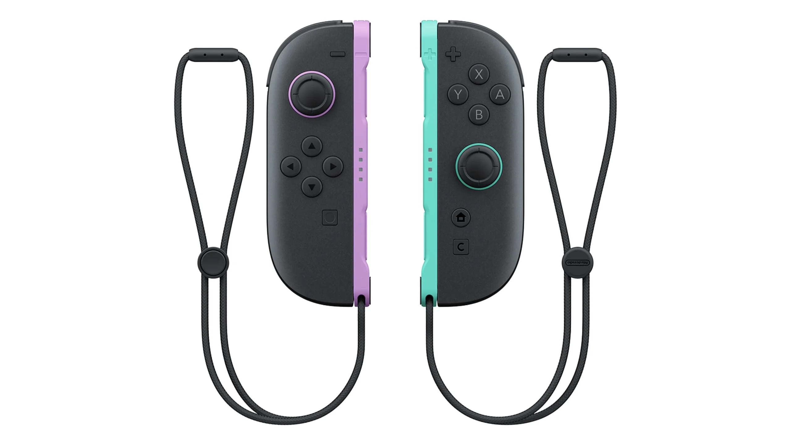 Joy-Con controllers for Nintendo Switch in purple and teal, perfect for playing Mario Tennis Fever. Pre-order now!