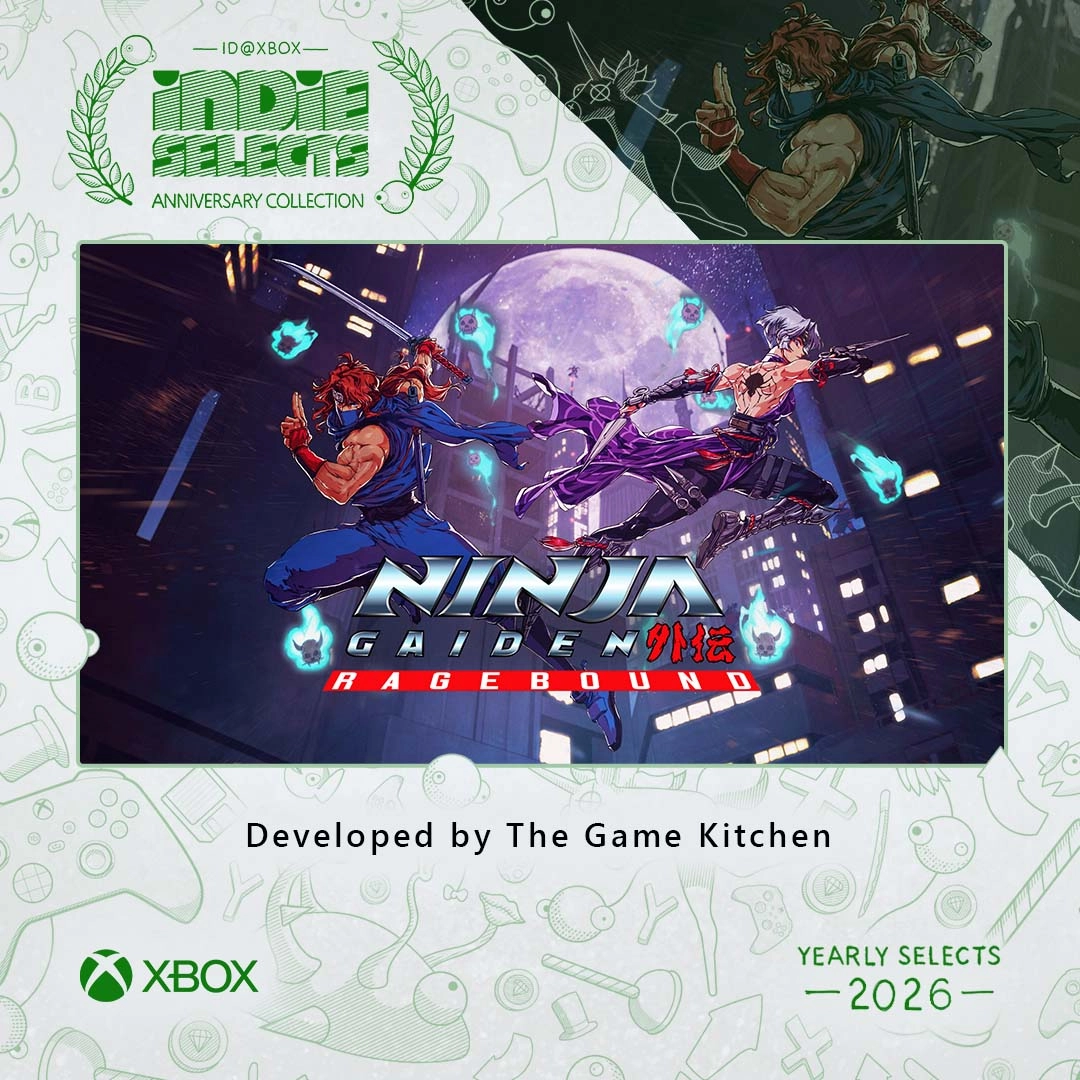 Ninja Gaiden: Ragebound game cover art featuring two characters in an action pose under a full moon