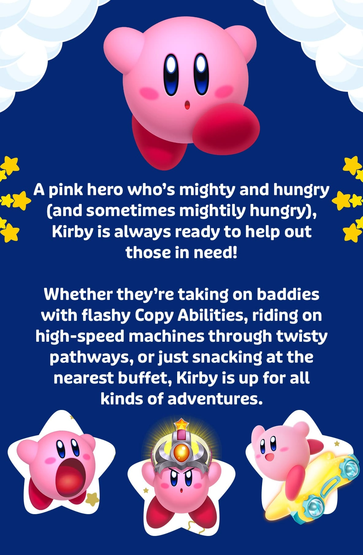 Join Kirby on epic adventures with exciting Nintendo Switch games, featuring unforgettable moments and playful gameplay.