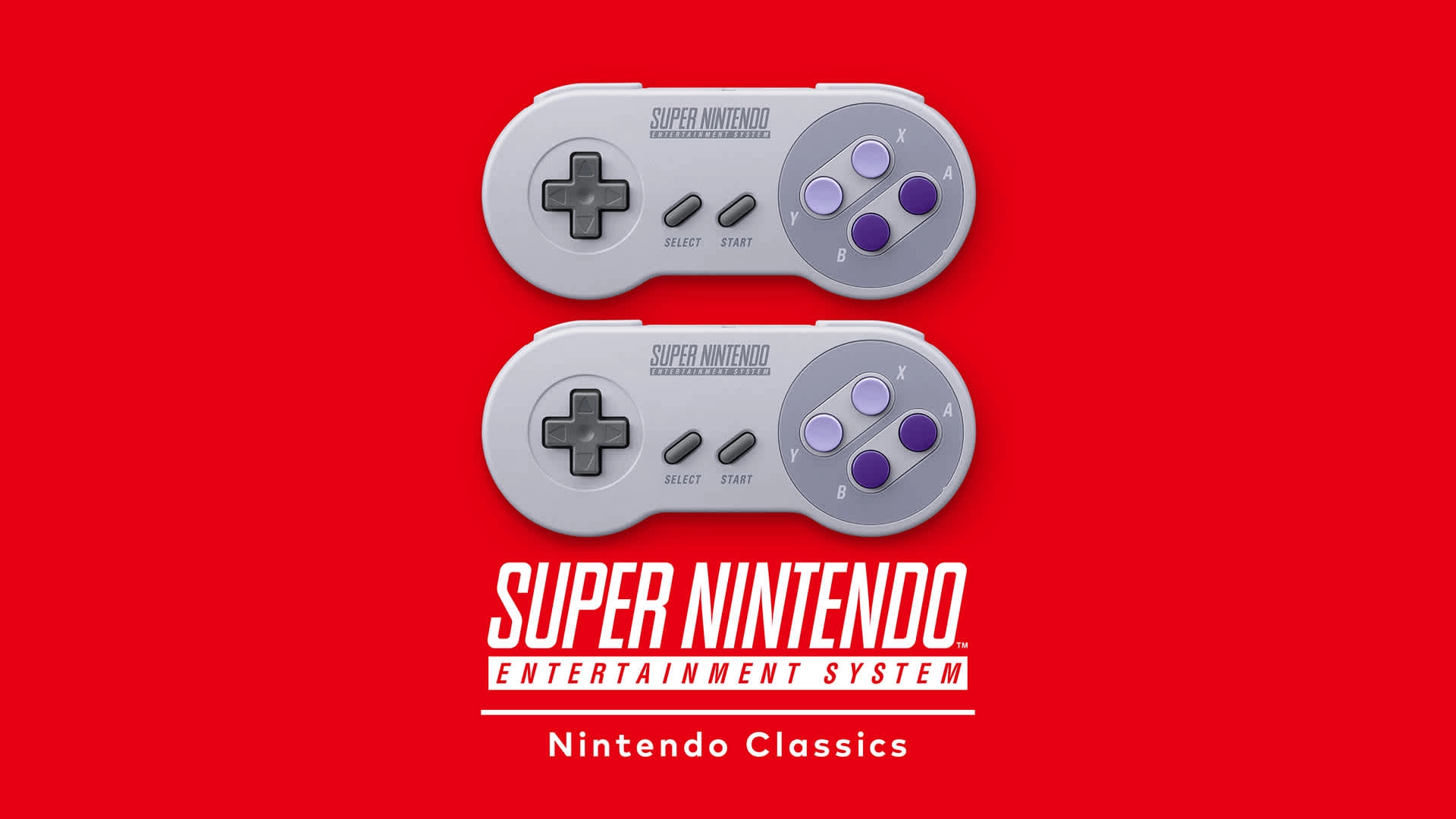 Image of Super Nintendo controllers on a red background, highlighting Nintendo Classics for Kirby games on Nintendo Switch.