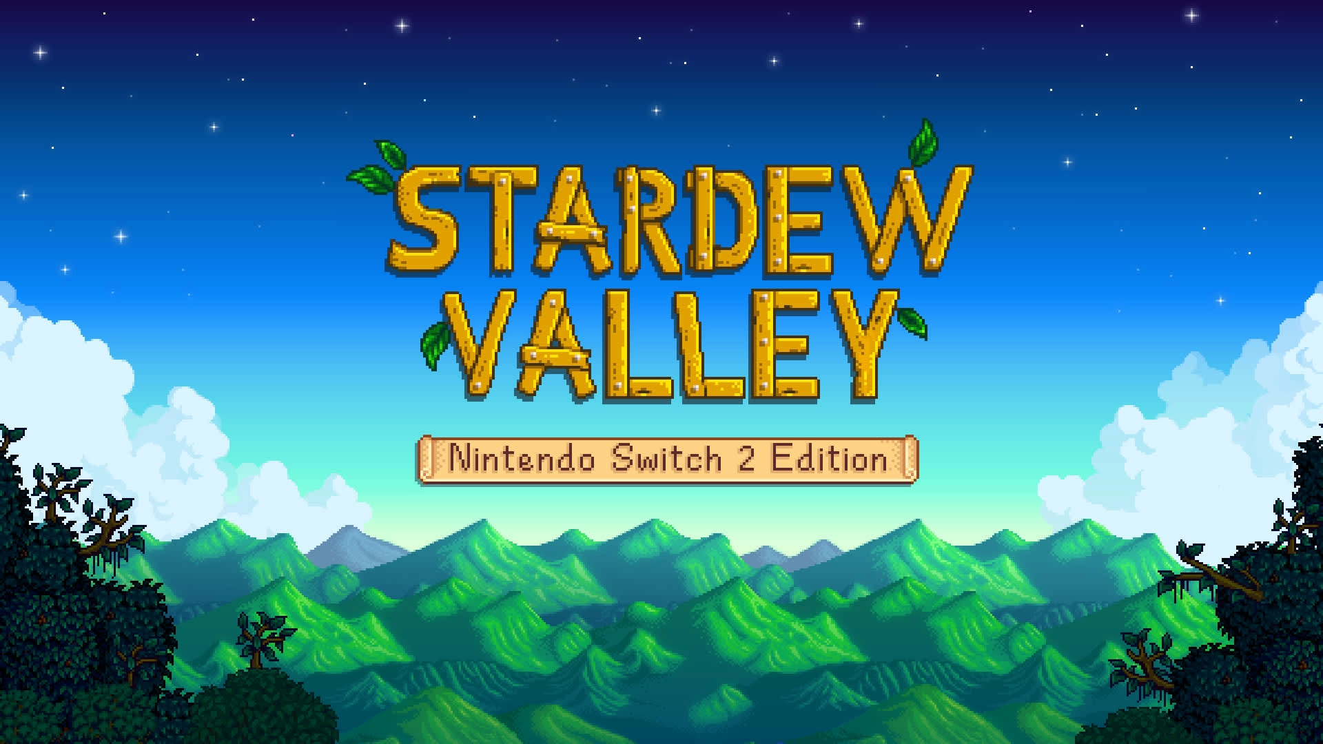 Stardew Valley: Nintendo Switch 2 Edition cover art with vibrant mountains and blue sky, perfect for gamers on a budget.